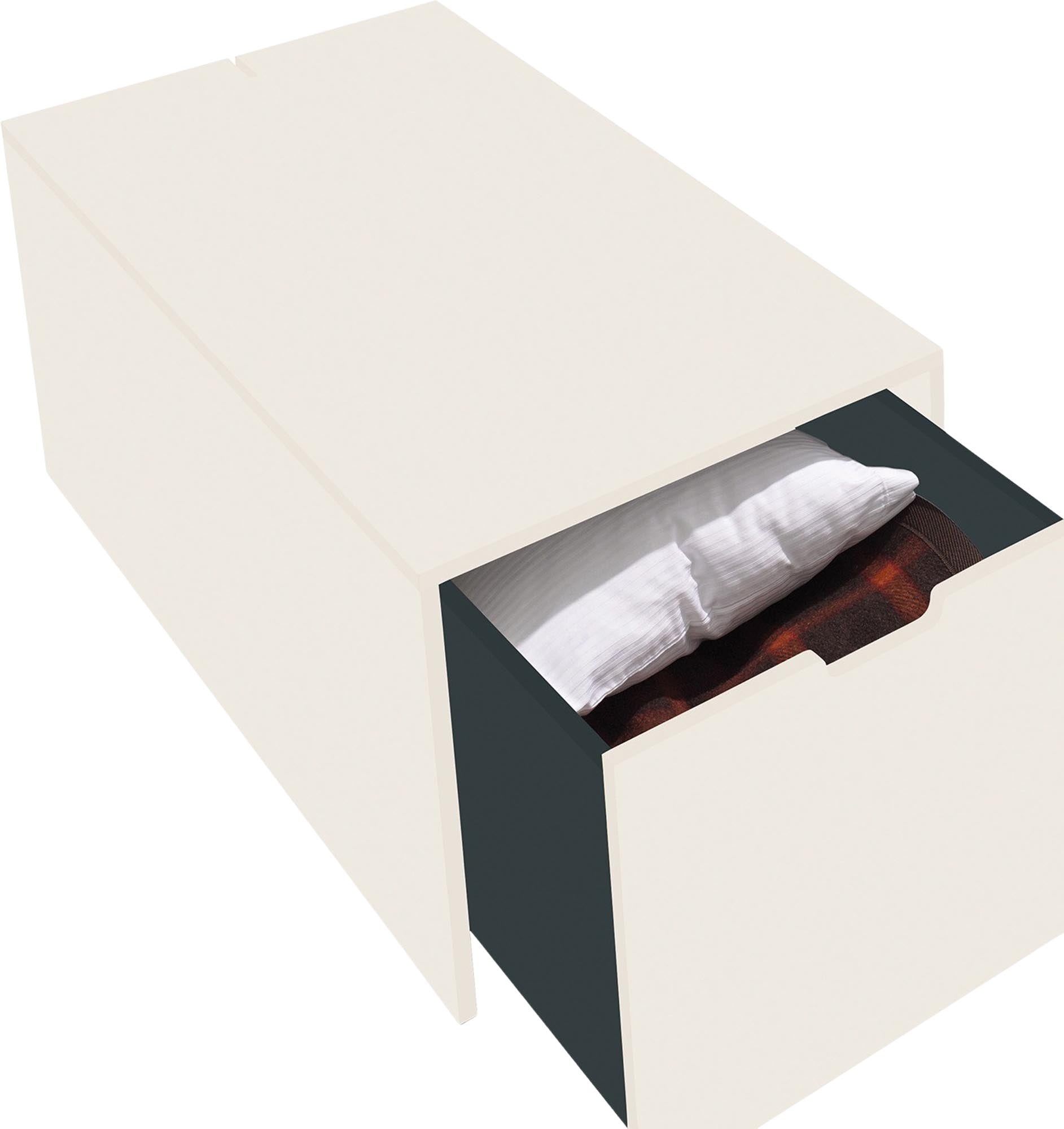 Bettkasten16 von Müller Möbelwerkstätten: Eleganter Stauraum mit integriertem Schubkasten, perfekt für Ordnung im Schlafzimmer.