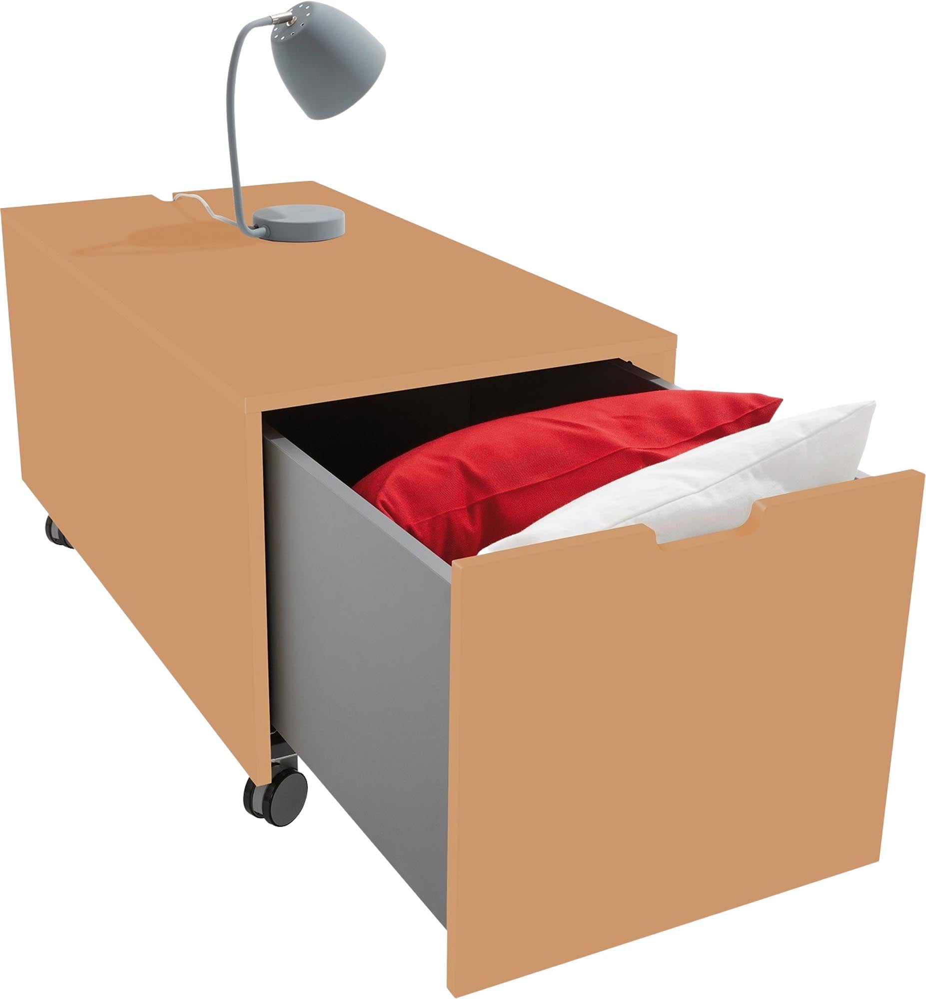Bettkasten16 von Müller Möbelwerkstätten: Eleganter Stauraum mit integriertem Schubkasten für ein ordentliches und gemütliches Schlafzimmer.