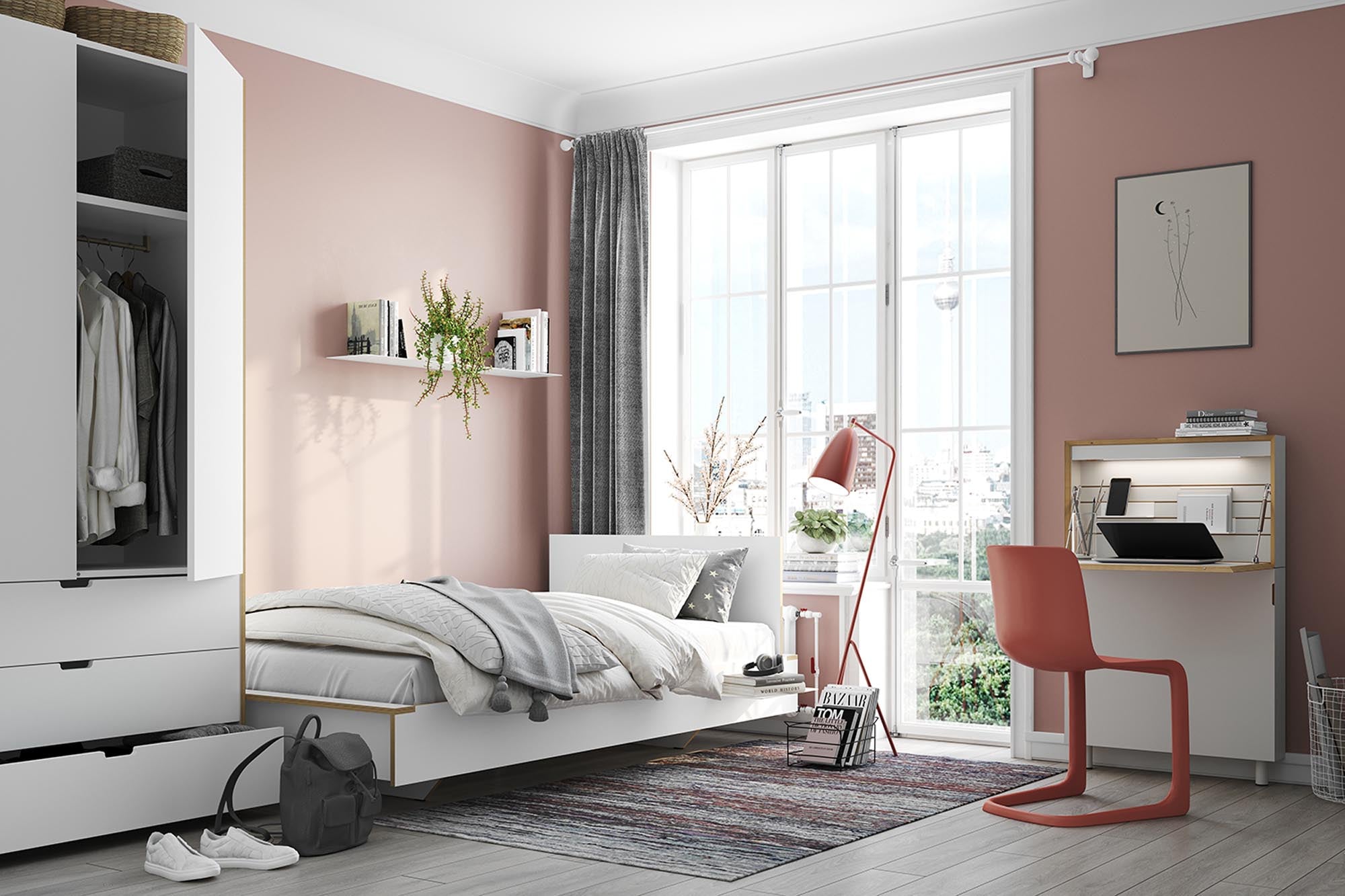 Flai Einzelbett von Müller Möbelwerkstätten: Stilvolles, modernes Bett mit praktischem Stauraum für ein aufgeräumtes Schlafzimmer.
