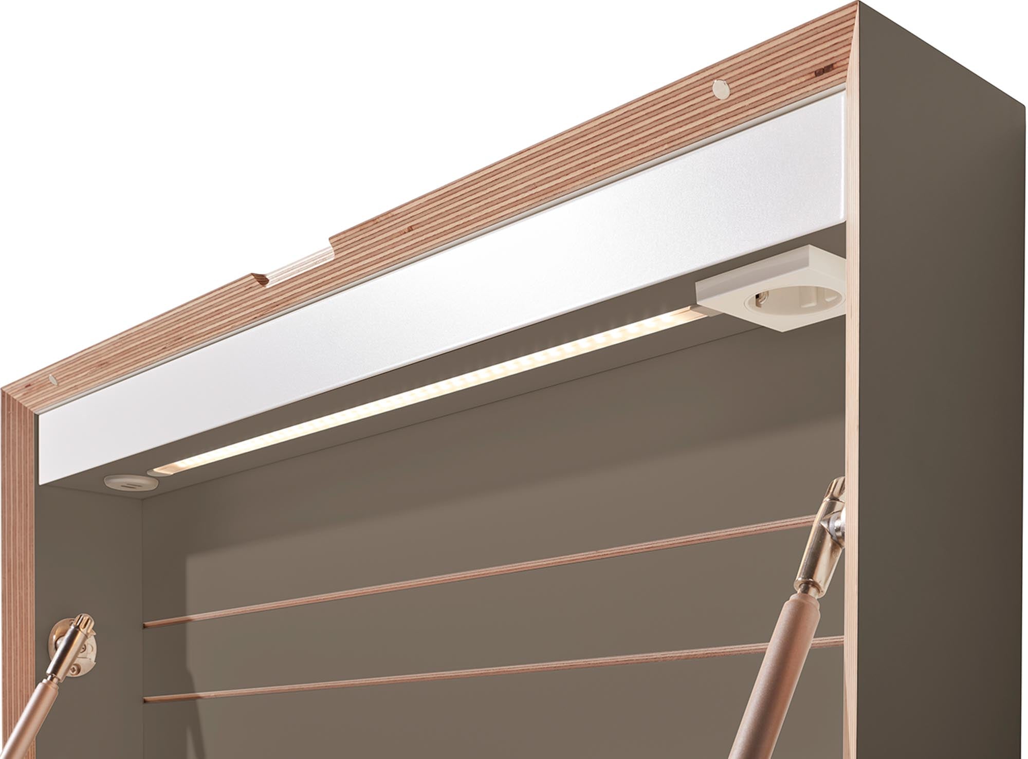 Moderner Flatmate Sekretär von Müller Möbelwerkstätten, perfekt für stilvolles Arbeiten zu Hause, ausgestattet mit Technikpaket 2 CH für vielseitige Nutzung.