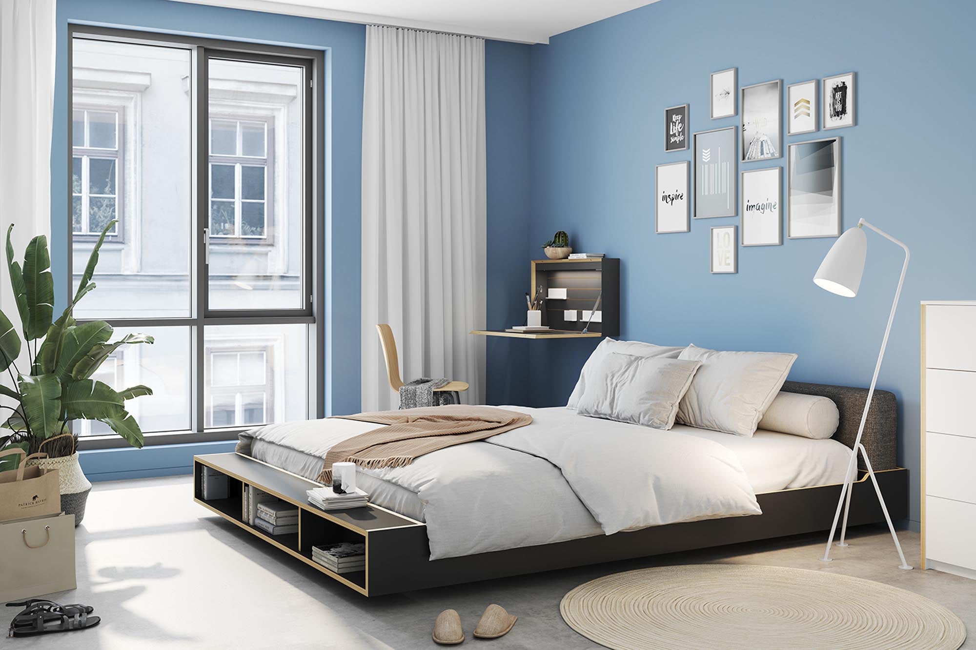 Elegantes MAUDE Bett von Müller Möbelwerkstätten, das mit seinem minimalistischen Stil und edlen Materialien eine stilvolle Atmosphäre im Schlafzimmer schafft.