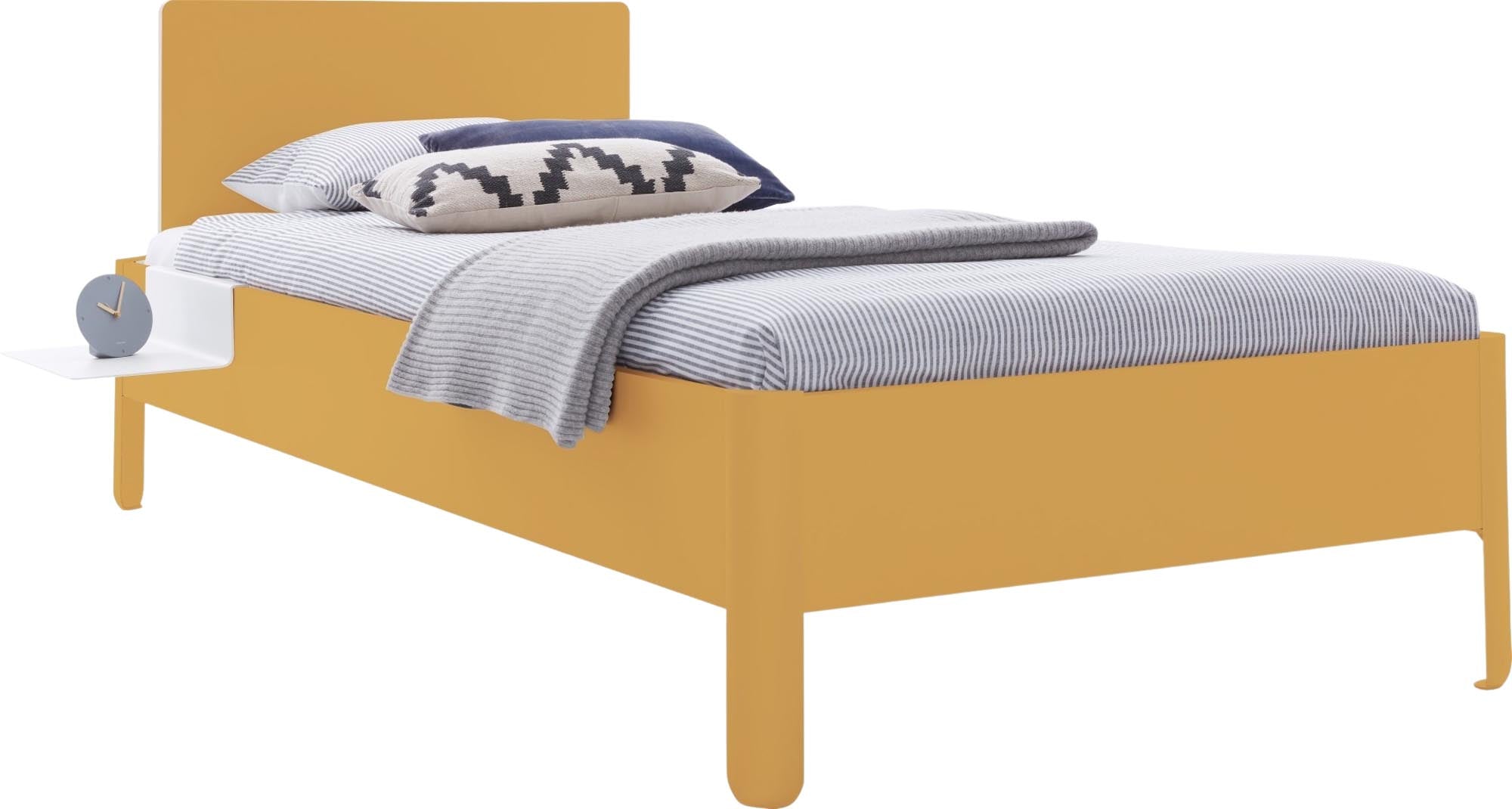 Stylisches Nait Einzelbett mit 120 cm Breite und modernem Kopfteil, perfekt für zeitgemäße Schlafzimmer von Müller Möbelwerkstätten.