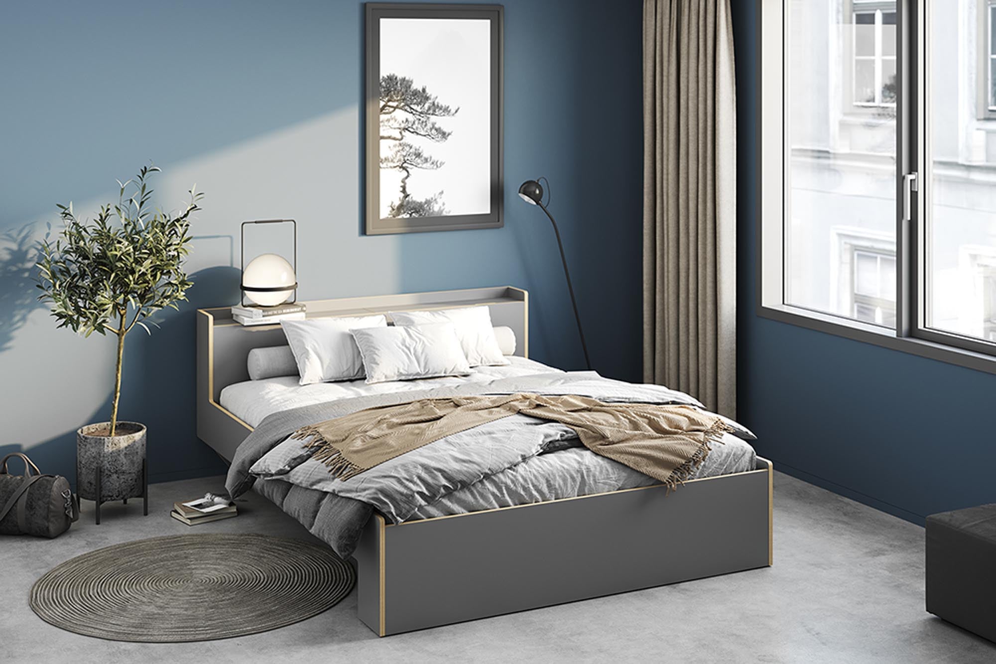 Modernes NOOK Einzelbett von Müller Möbelwerkstätten, ideal für kleine Räume, mit robustem Lattenrost für besten Schlafkomfort.