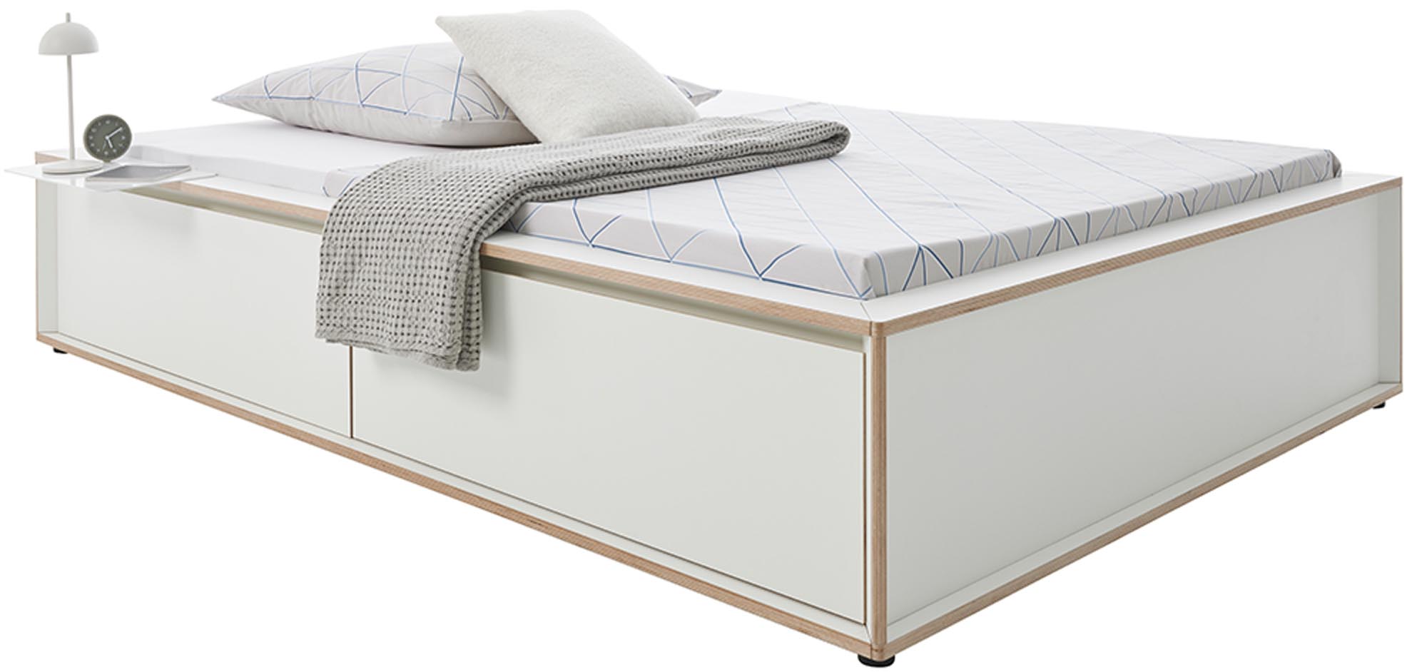 Modernes Stauraumbett von Müller Möbelwerkstätten: Praktisches Design ohne Kopfteil für optimalen Platz und Eleganz im Schlafzimmer.