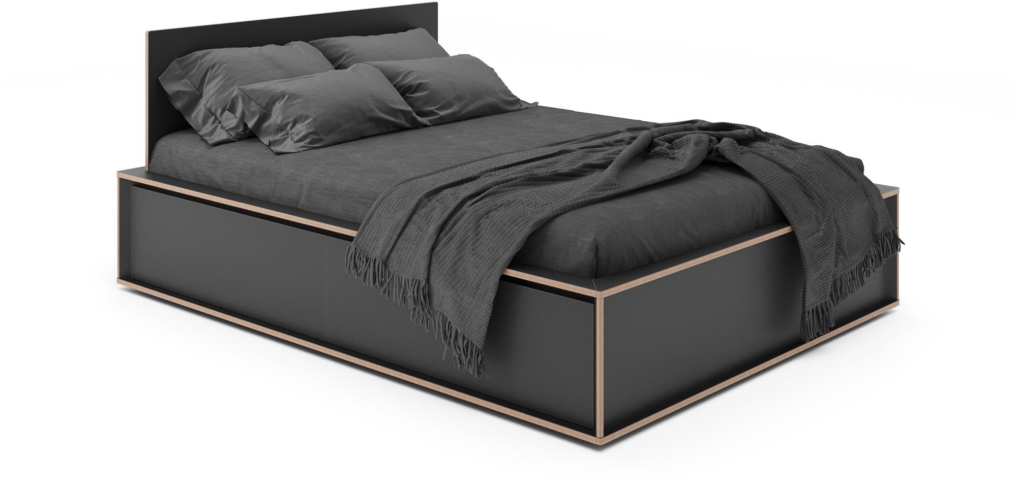 Elegantes SPAZE Bett mit ansprechendem Kopfteil von Müller Möbelwerkstätten – perfektes Design für ein modernes Schlafzimmerambiente.