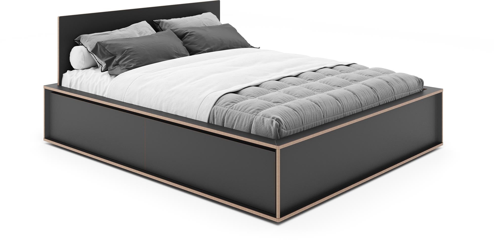 Elegantes SPAZE Bett mit ansprechendem Kopfteil, ideal für moderne Schlafzimmer von Müller Möbelwerkstätten.