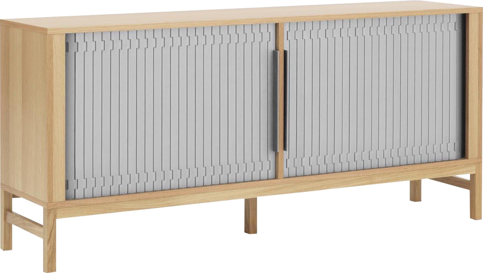 Modernes Jalousi Sideboard in Grau: Funktionalität trifft auf zeitloses Design. Perfekt für jeden Raum!