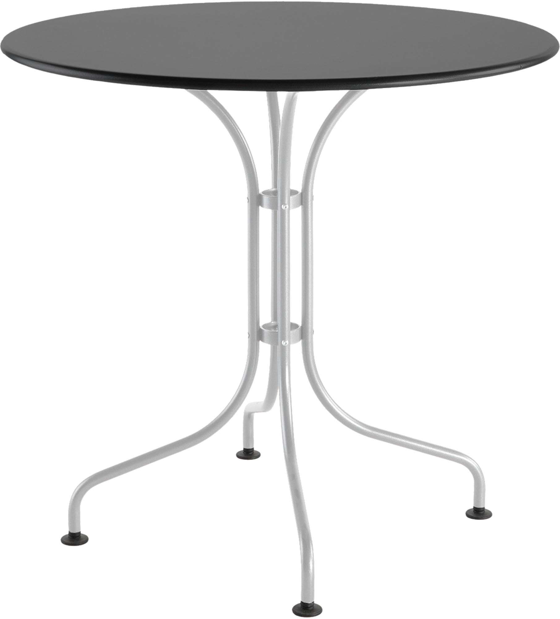 St. Moritz Metall-Gartentisch ø90 – robuster, wetterfester Tisch mit nostalgischem Charme, ideal für kleine Außenbereiche. Hochwertige Schweizer Qualität.