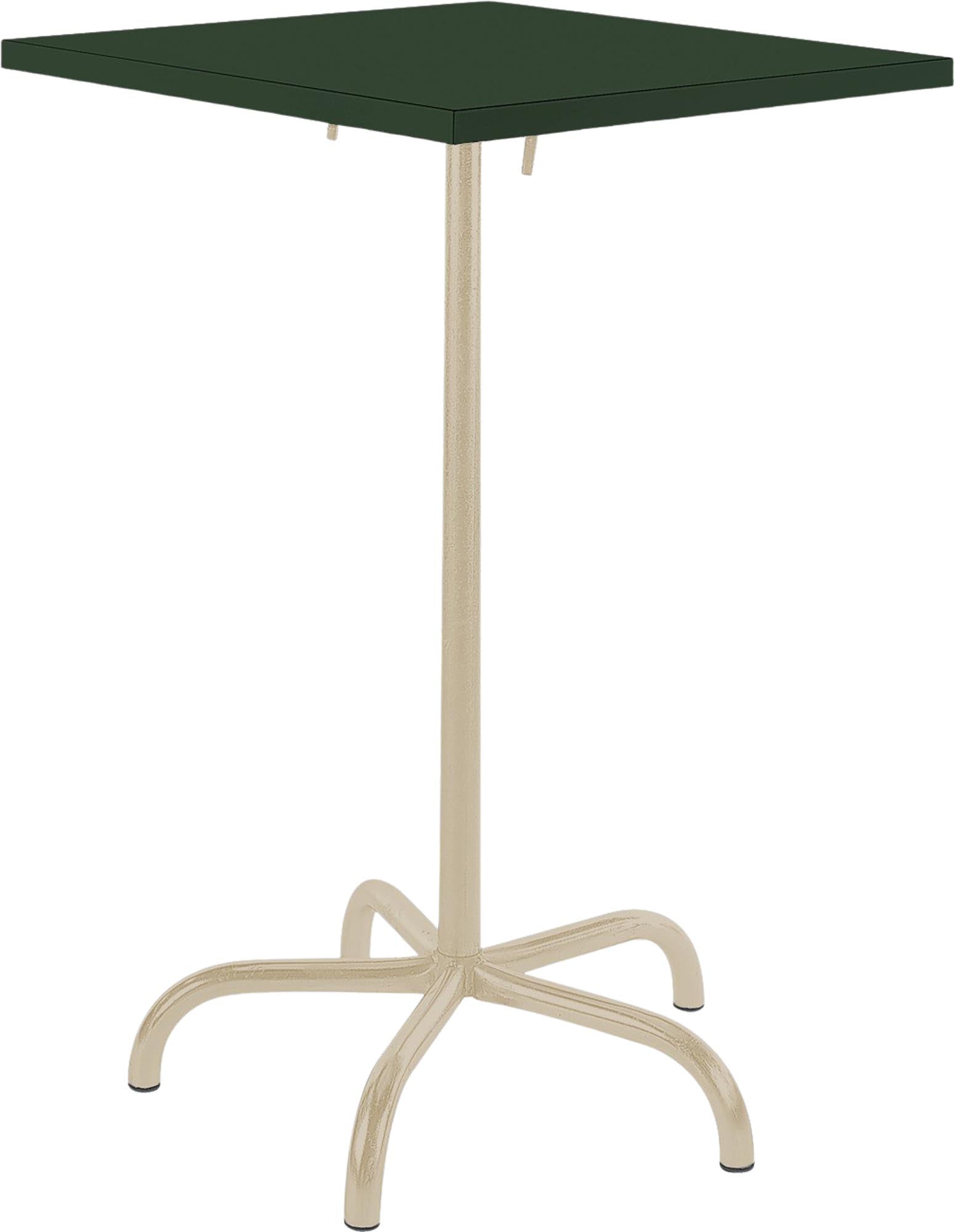 Eleganter klappbarer Stehtisch aus Metall, ideal für Outdoor-Nutzung. Mit 70x70 cm und 110 cm Höhe, perfekt für gesellige Runden im Freien.