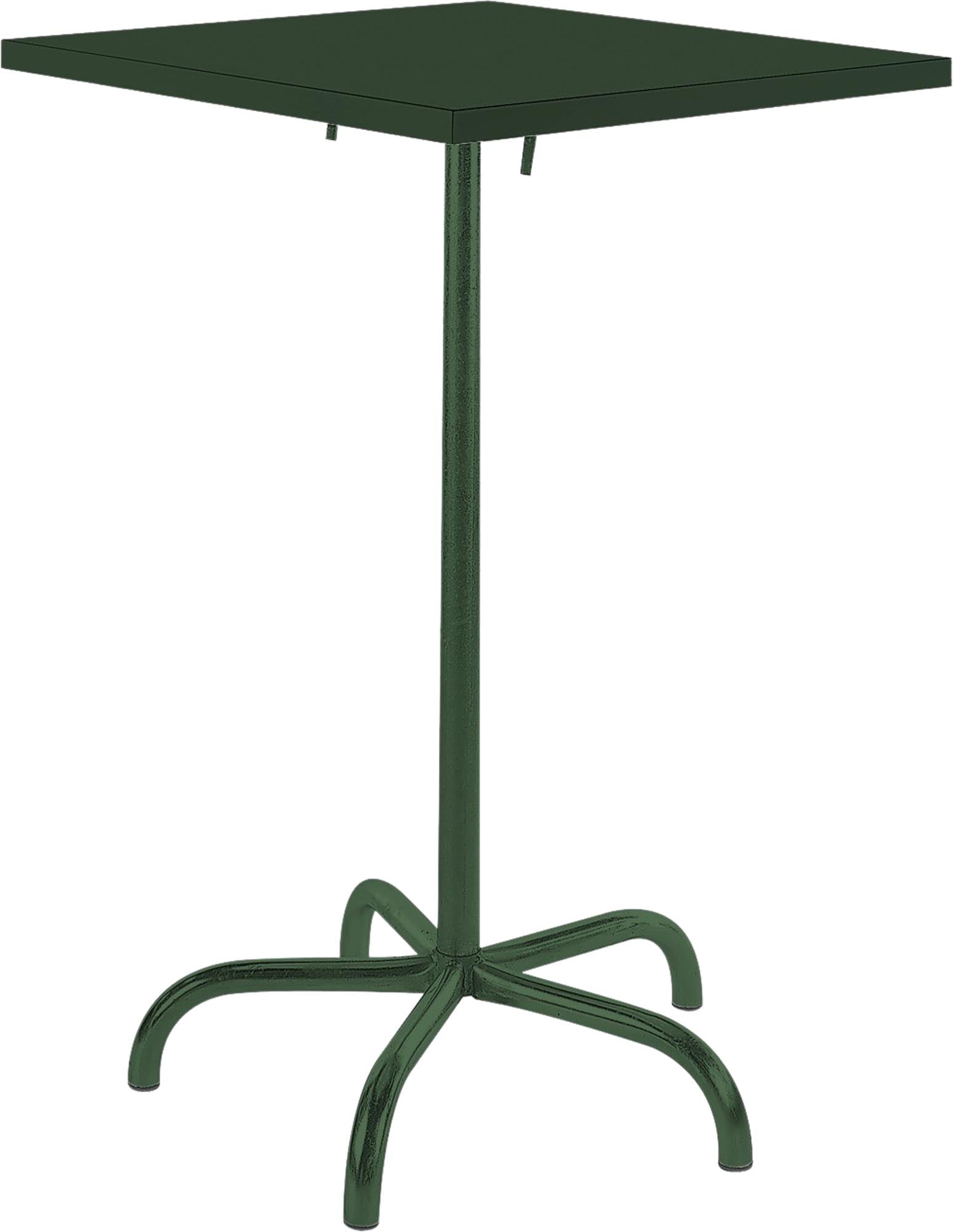 Robuster, klappbarer Metall-Stehtisch 70x70/110 cm für den Außenbereich. Wetterfest, leicht zu lagern und vielseitig einsetzbar in Garten, Gastronomie und Events.