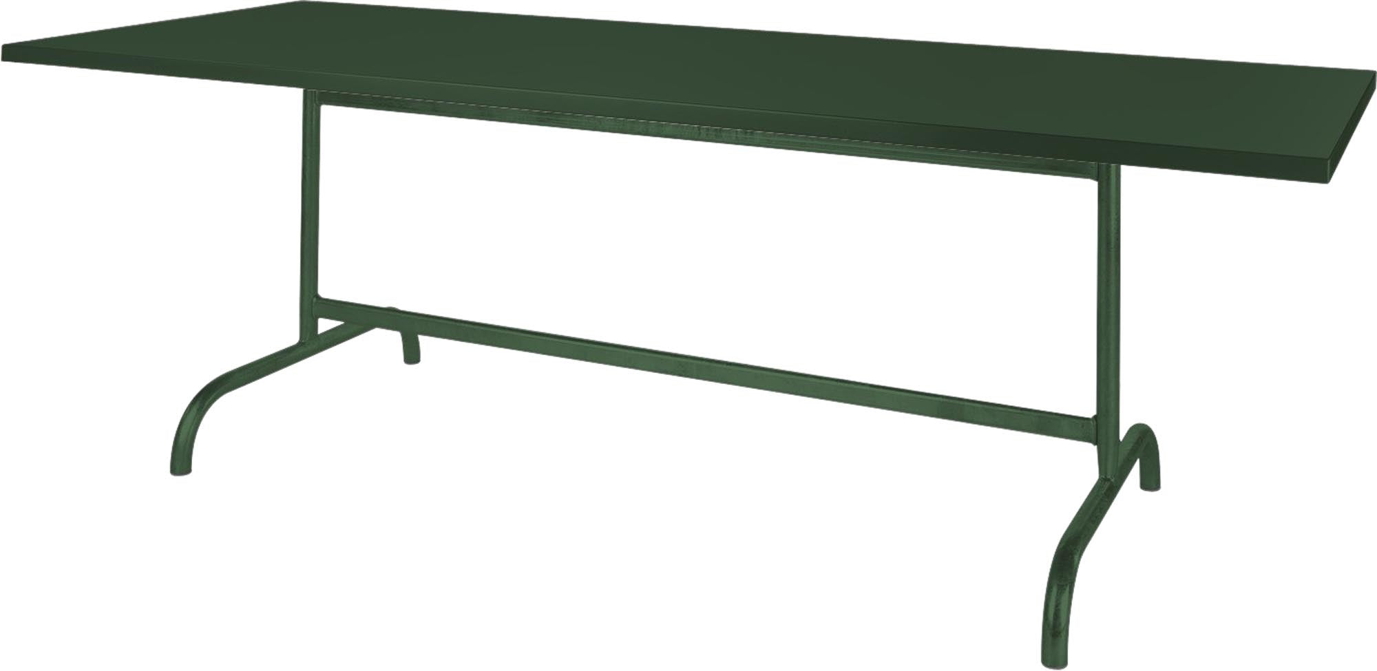 Eleganter klappbarer Gartentisch aus Metall, 240x80 cm, ideal für Outdoor-Bereiche, pflegeleicht und stabil – Swiss Made von Schaffner.