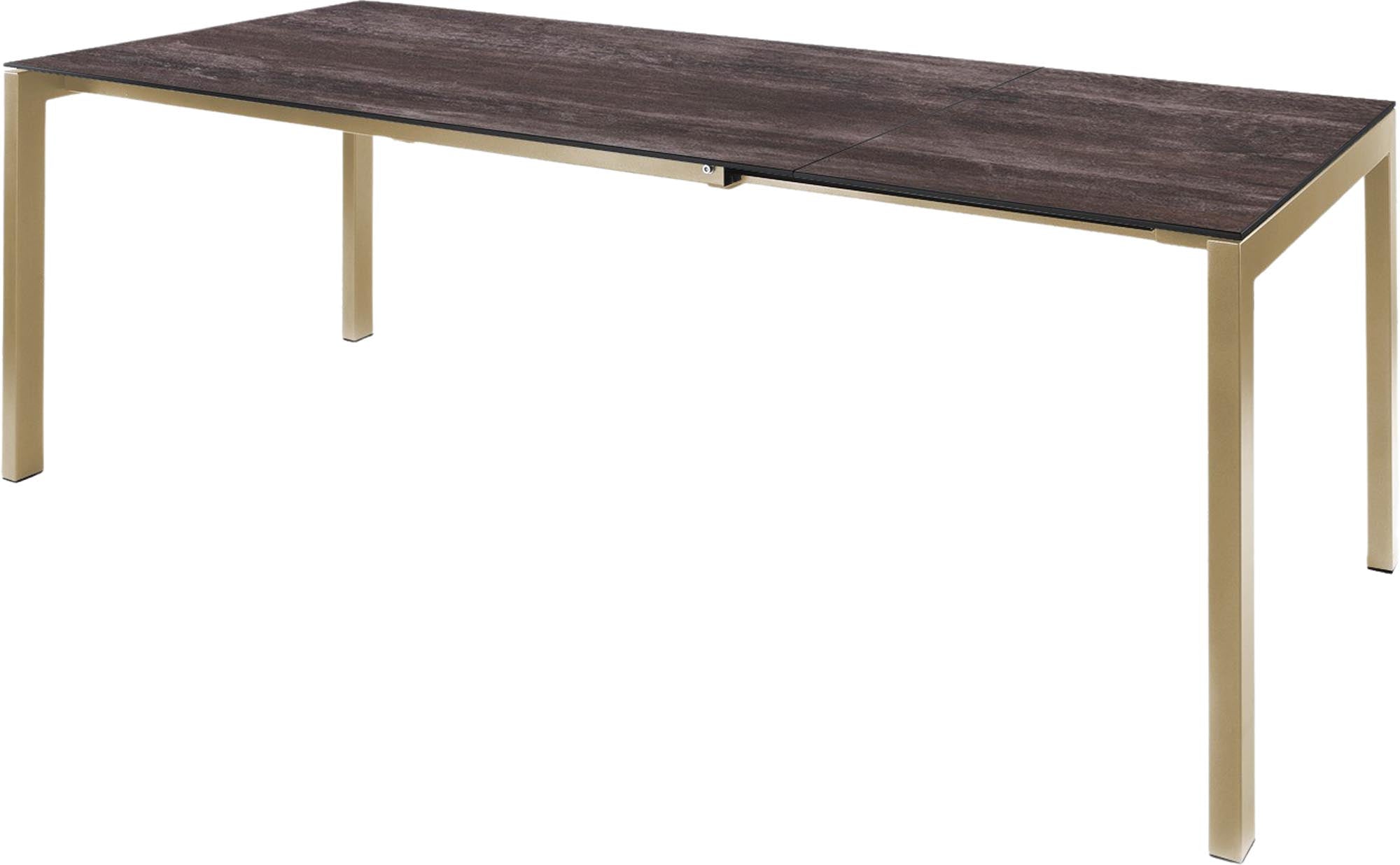 Moderner Luzern Glasfaser-Gartentisch 160/220x90, ausziehbar, wetterfest, robust, Swiss Made, elegantes Design – ideal für Garten, Terrasse oder Balkon.
