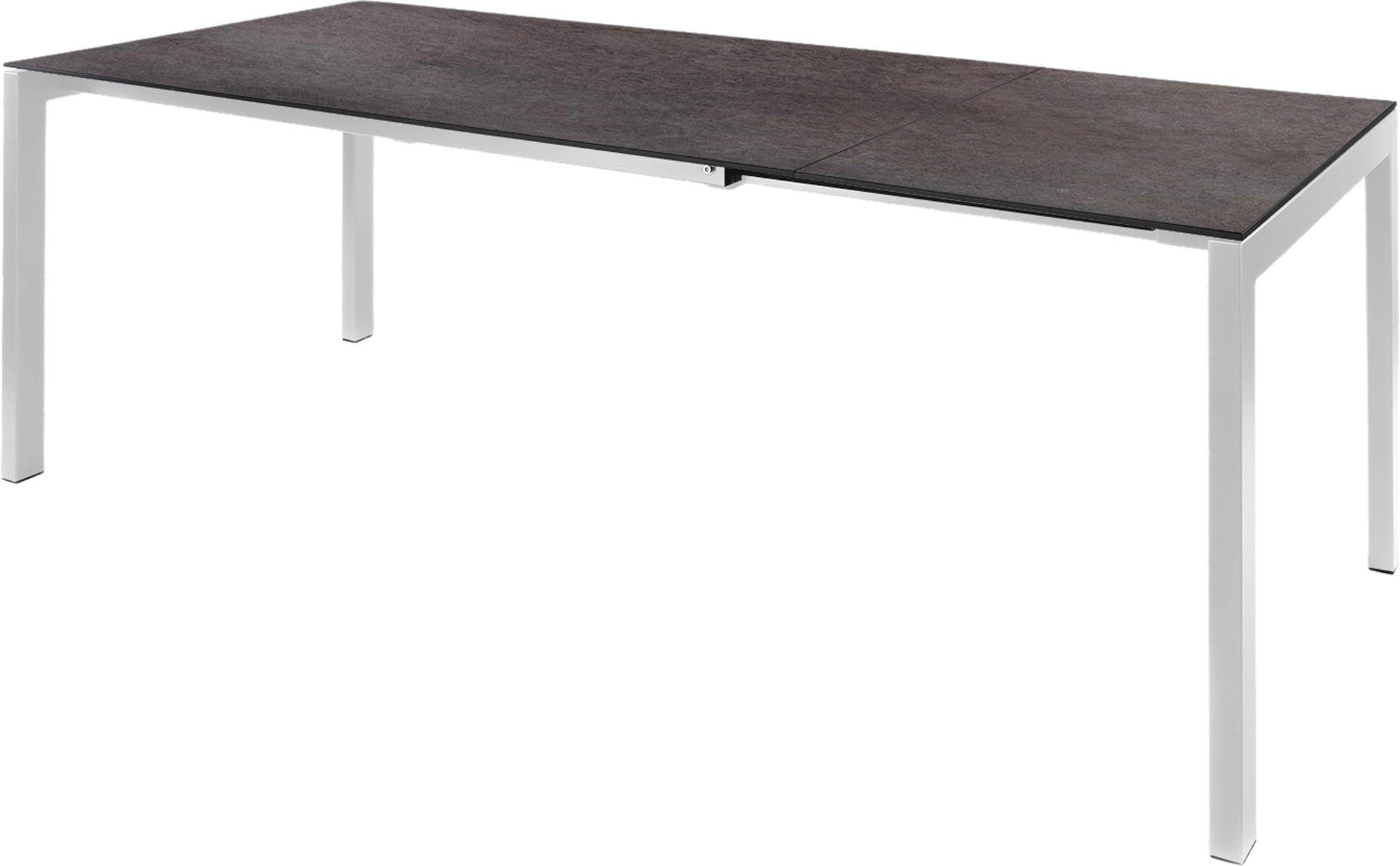Eleganter, ausziehbarer Gartentisch aus Glasfaser, 140/200x80 cm, perfekt für gesellige Runden und stilvolle Outdoor-Events.