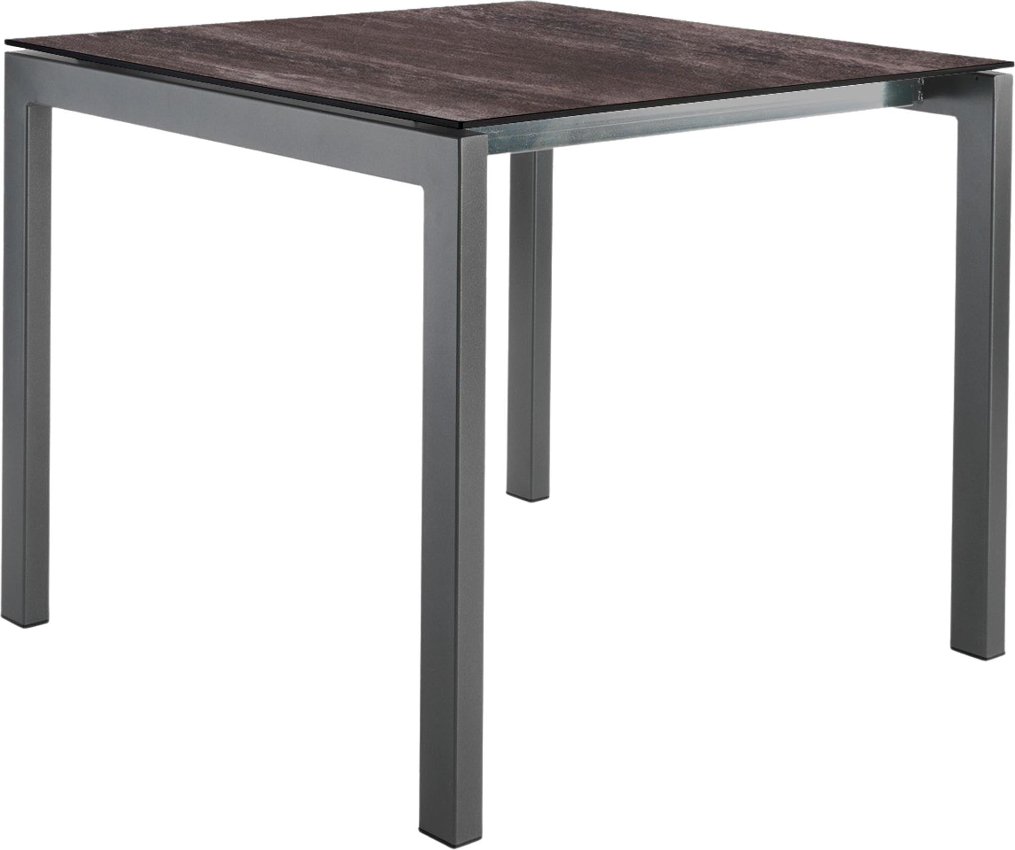 Eleganter Gartentisch Luzern aus Glasfaser, 80x80 cm, perfekt für stilvolle Outdoor-Bereiche, robust und pflegeleicht, ideal für gesellige Abende.