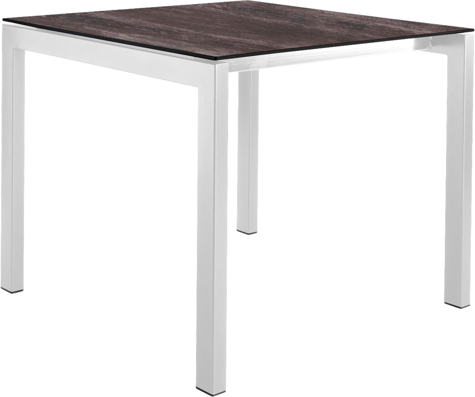 Eleganter Luzern Glasfaser-Gartentisch 80x80 von Schaffner, wetterfest, abklappbar, UV-beständig, langlebig, Schweizer Qualität – perfekt für Garten, Balkon und Terrasse.