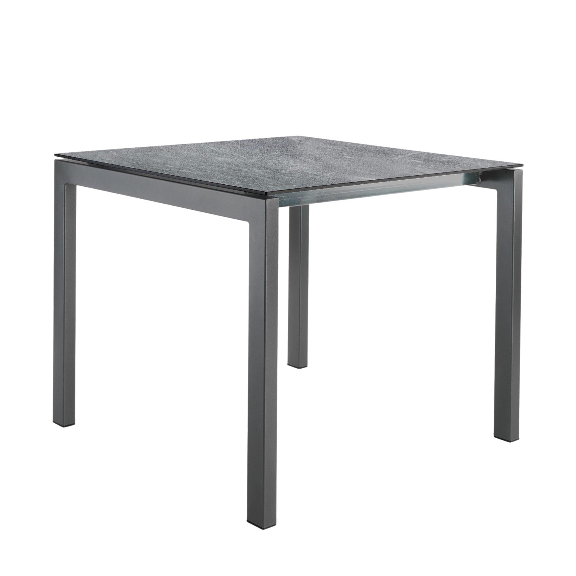 Hochwertiger Luzern Glasfaser-Gartentisch 80x80 von Schaffner, wetterfest, flexibel, modernes Design, UV-beständig, langlebig, ideal für Garten, Balkon und Terrasse.