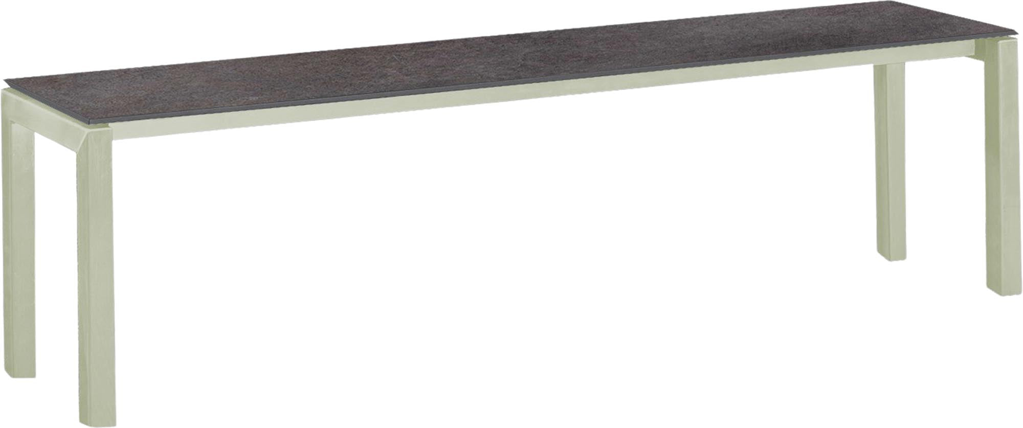 Moderne Gartenbank aus Glasfaser in Luzern-Design, 160x32 cm, ideal für den Außenbereich, robust und pflegeleicht.