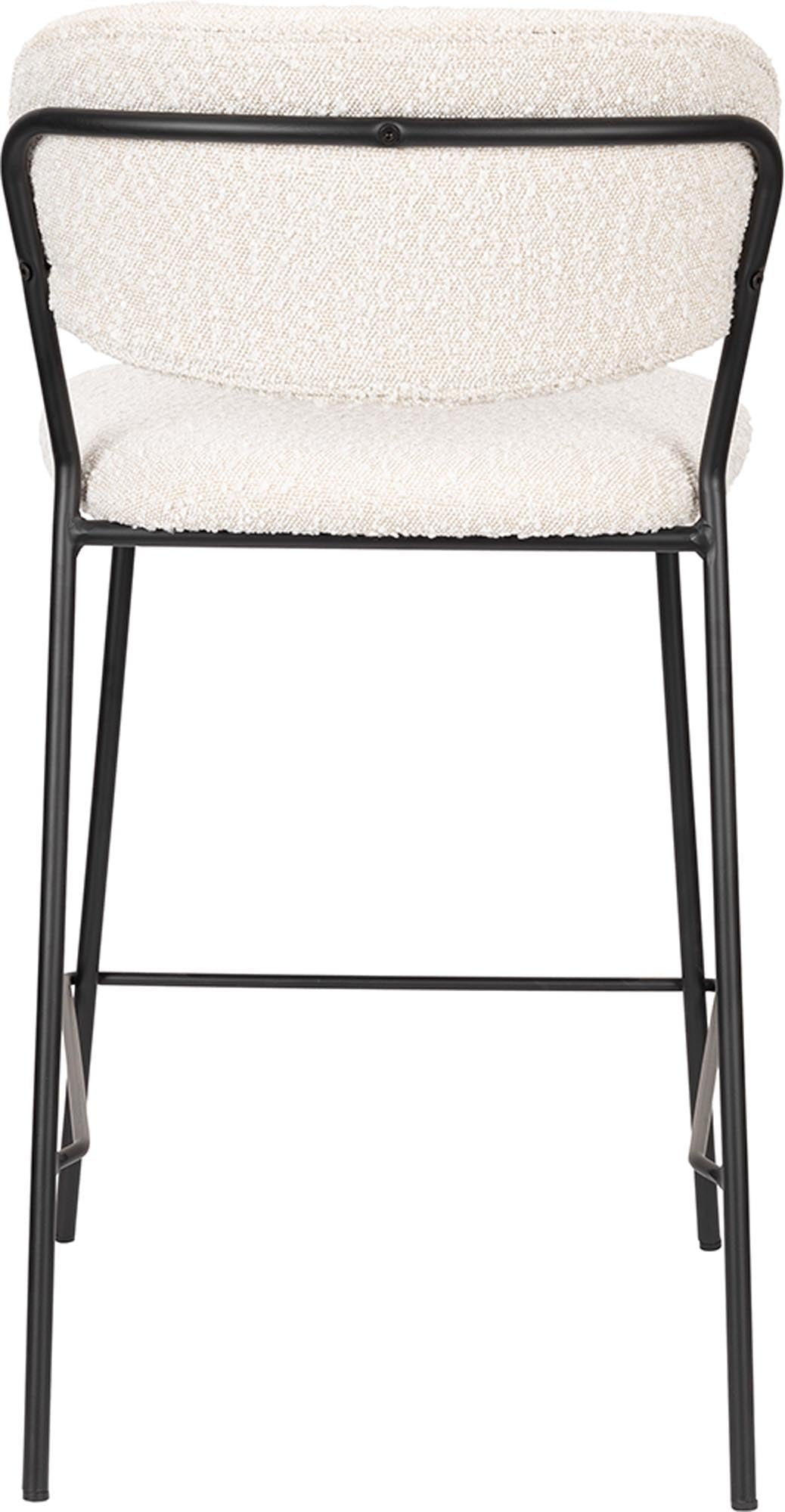 Eleganter gepolsterter Barstuhl Jolien von White Label Living, ideal für moderne Küchen und Bars, vereint Stil und Bequemlichkeit.