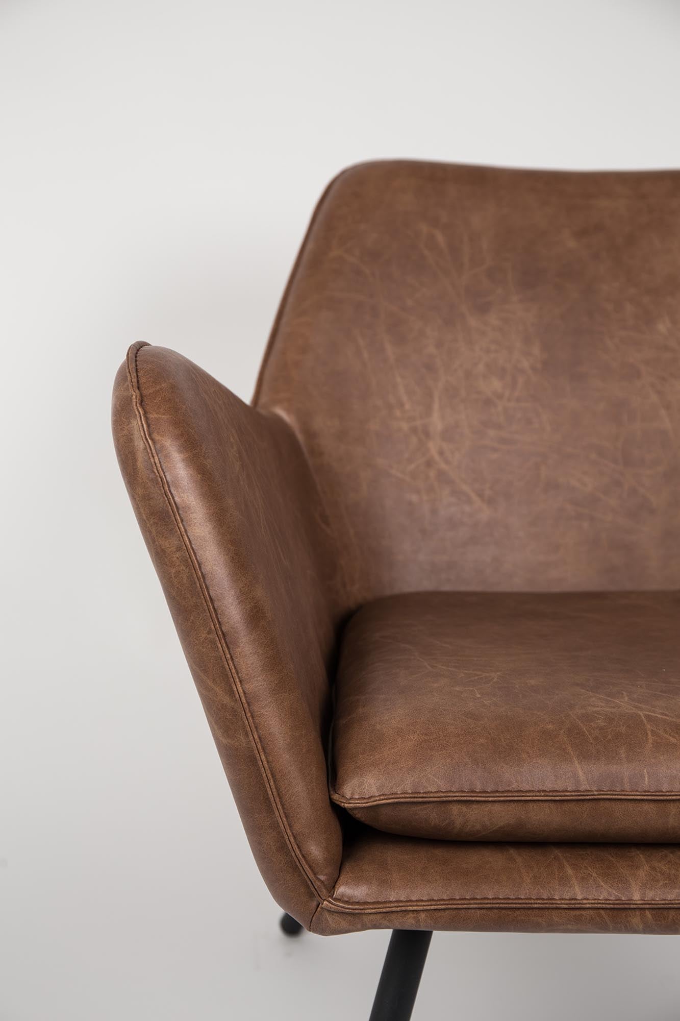 Stylischer Sessel BON mit Armlehnen von White Label Living, ideal für moderne Wohnräume in einem zeitlosen Grauton.