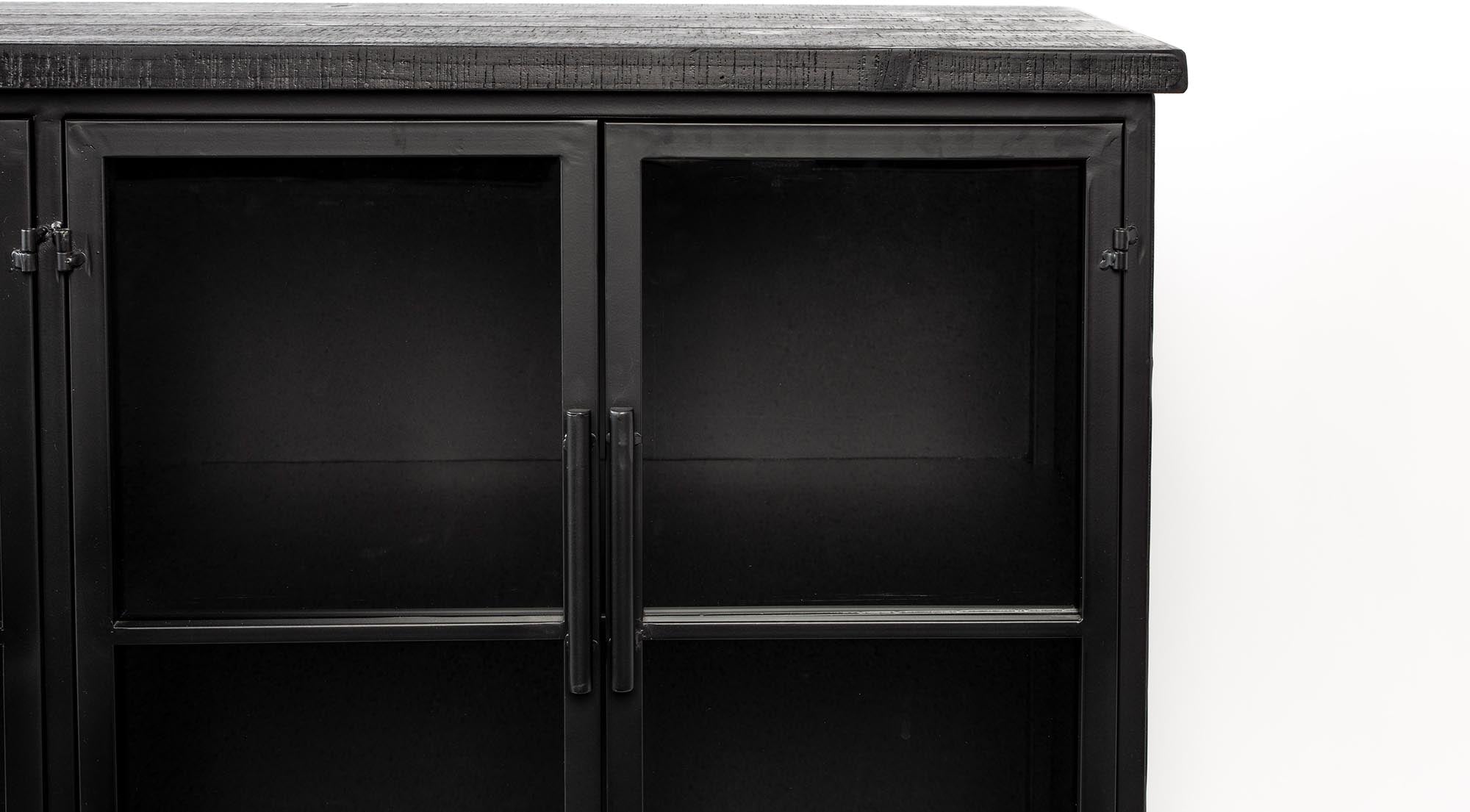 Elegante Vitrine Cabinet FERRE von White Label Living, ideal für stilvolle Aufbewahrung und Präsentation von Dekorationsobjekten.