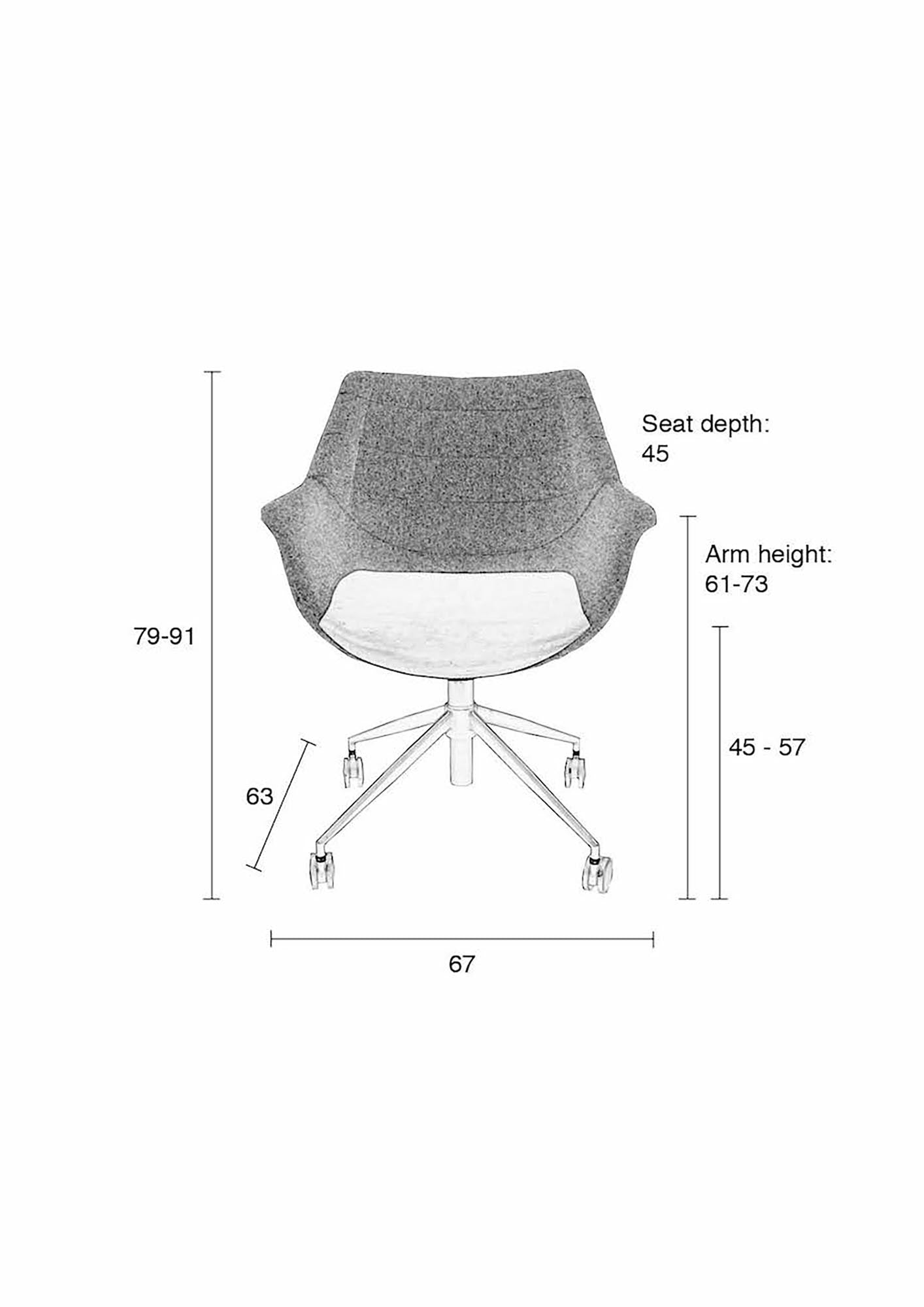 Der Bürostuhl Doulton von Zuiver vereint elegantes Design mit optimalem Sitzkomfort – ideal für produktives Arbeiten im Büro.