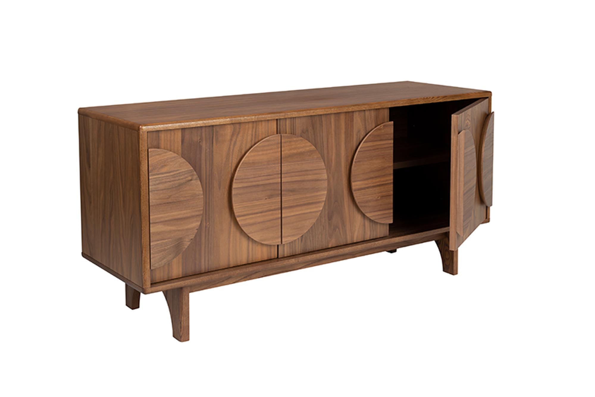 Elegantes Sideboard Groove mit drei Türen, gefertigt aus edlem Eichenholz, perfekt für zeitgemäße Einrichtungskonzepte.