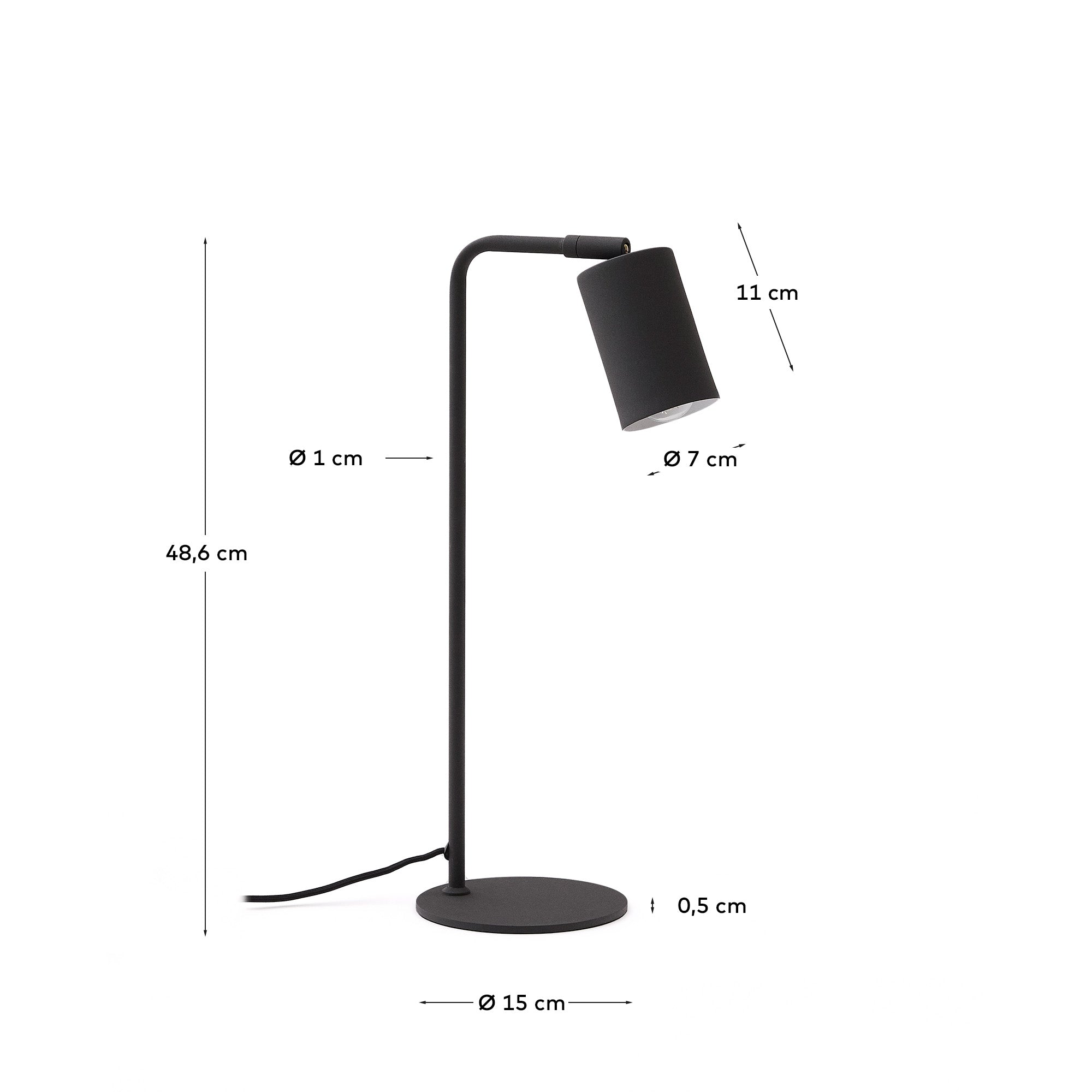 Elegante Schreibtischlampe Manie aus robustem Metall mit stilvollem Finish in schwarzer Gusseisenoptik, ideal für stilvolle Büros und Wohnräume.