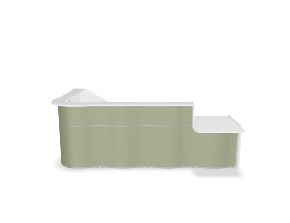 Wave LUV451L - Empfangstheke mit organischer Front in Weiss Pastell präsentiert im Onlineshop von KAQTU Design AG. Empfangsdesk ist von Mdd