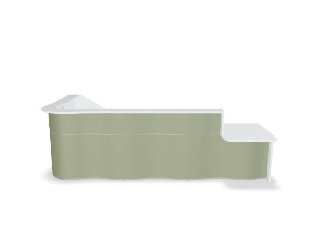 Wave LUV481L - Empfangstheke mit organischer Front in Weiss Pastell präsentiert im Onlineshop von KAQTU Design AG. Empfangsdesk ist von Mdd