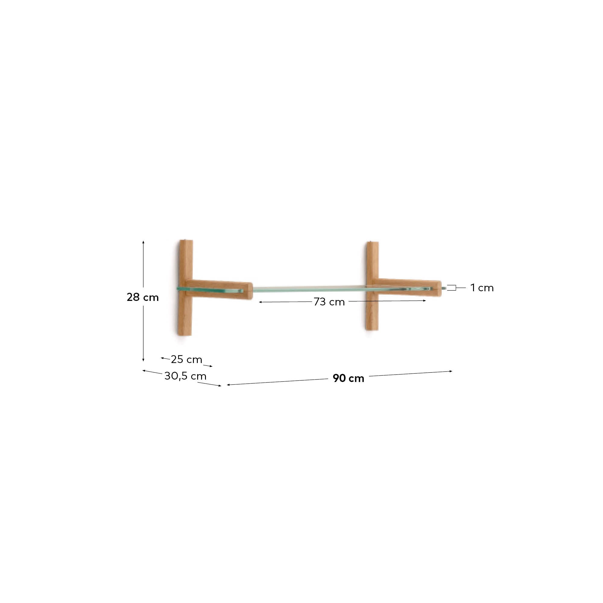Erleben Sie das modulare Regal Sitra von Kave Home: 90 cm, aus nachhaltigem Eichenholz und Glas, ideal für stilvolle Raumgestaltung.