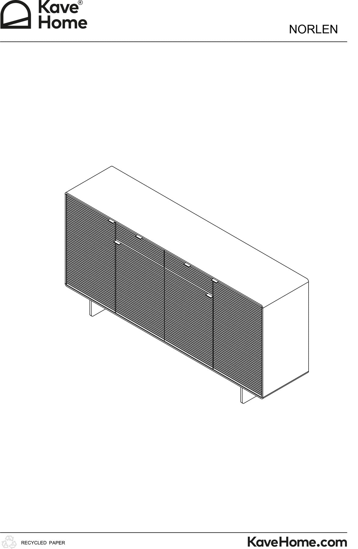Modernes Highboard Norlen aus FSC-zertifiziertem Nussbaumfurnier, bietet großzügigen Stauraum mit 4 Türen und 2 Schubläden.
