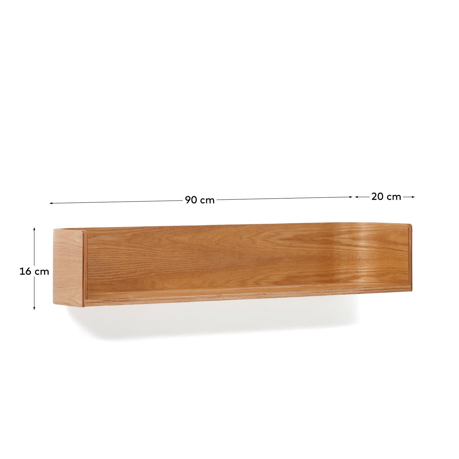 Stilvolles Wandregal Octavia aus FSC-zertifiziertem Eschenfurnier, 90 x 20 cm, perfekt für die Präsentation von Büchern und Dekoration.