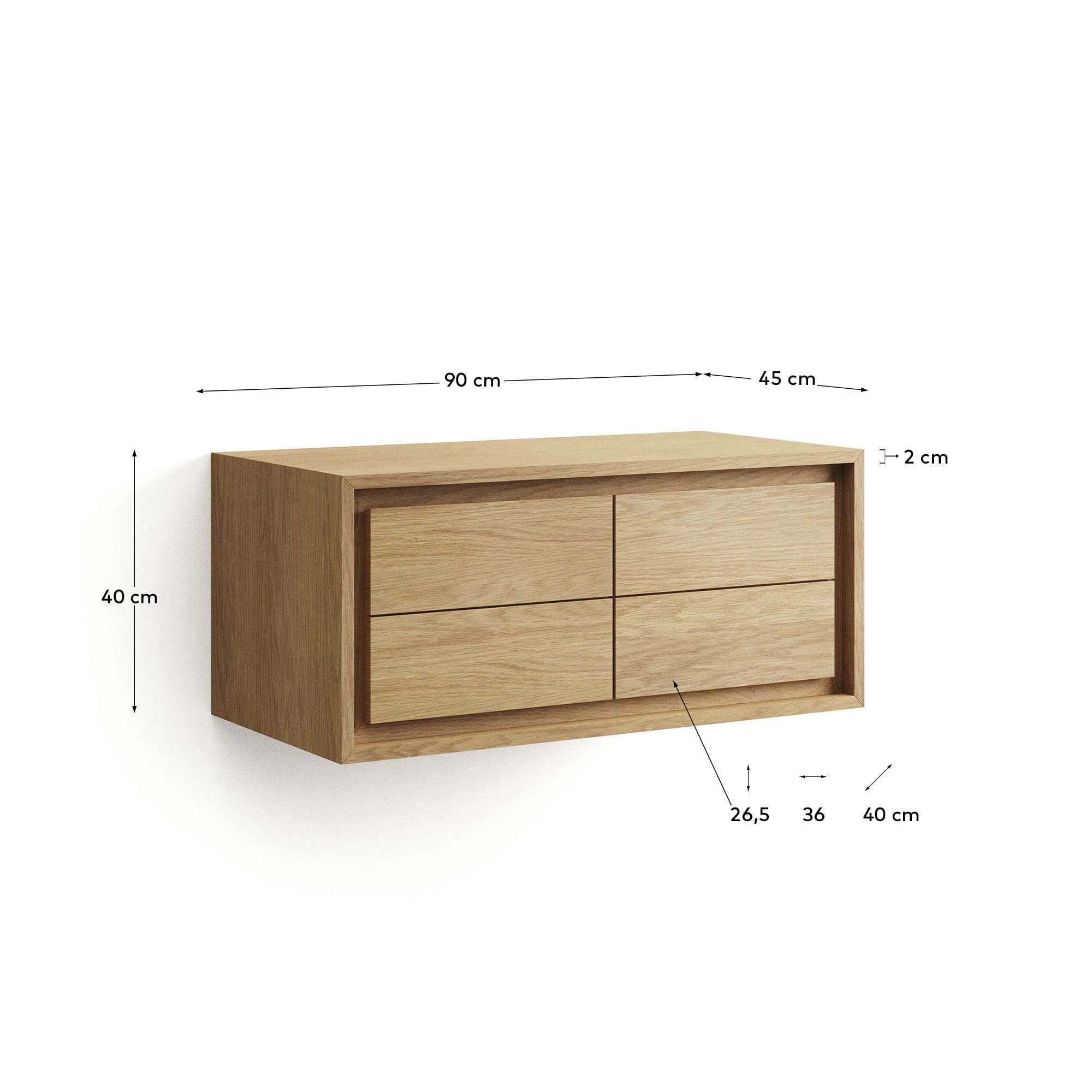 Stilvoller Kenta Wandschrank aus massivem Teakholz, 90 x 45 cm, bietet eleganten Stauraum und natürliche Ästhetik für Ihr Badezimmer.
