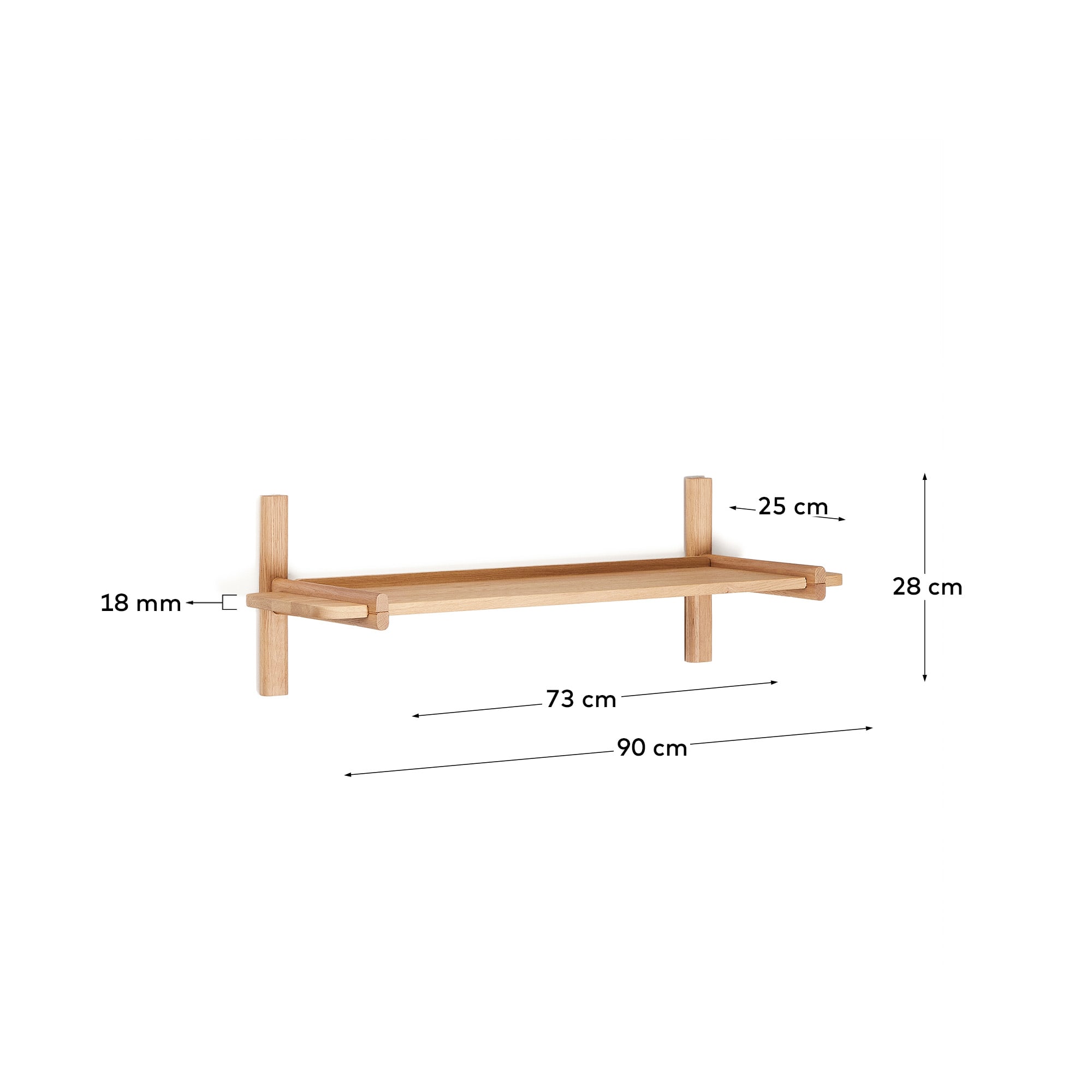 Das Sitra Regal von Kave Home: 90 cm, aus hochwertigem Eichenholz, modular und umweltfreundlich – ideal für stilvolle Wohnräume.