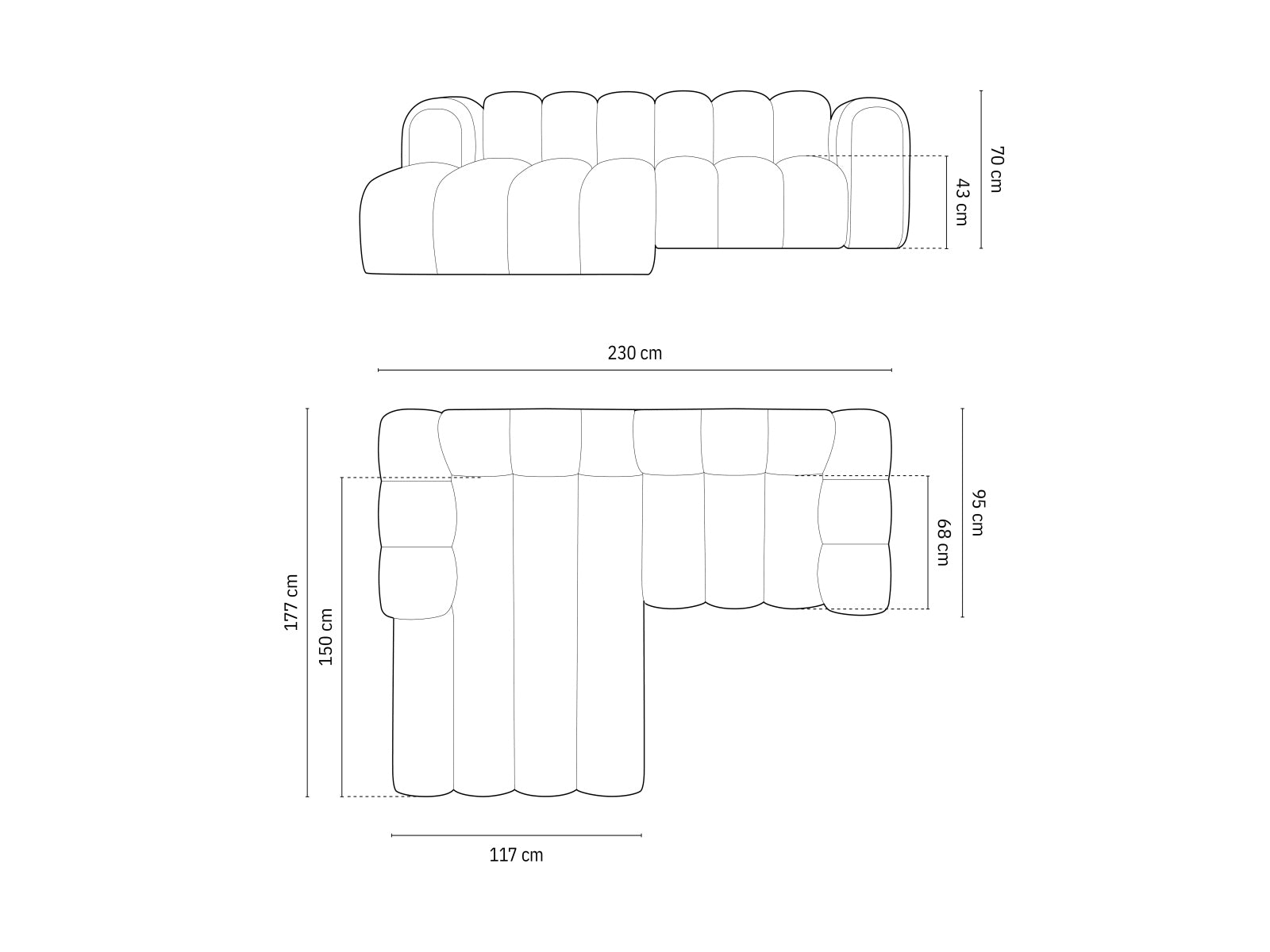 Elegantes, modulares Ecksofa in linksseitiger Ausführung, 3-Sitzer aus hochwertigem Velours in klassischem Grau, ideal für stilvolle Wohnräume.