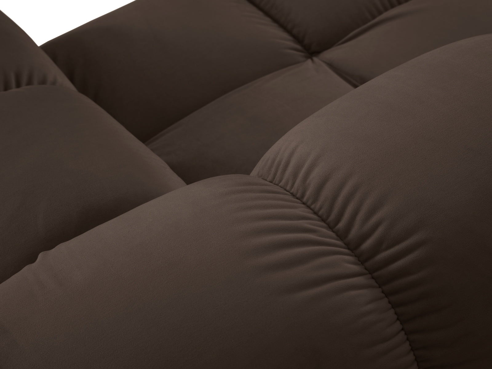 Modulares Bellis Velour Sofa in sanftem Braun, 4-Sitzer, 188 cm, linksseitig, perfekt für gemütliche und moderne Wohnumgebungen.