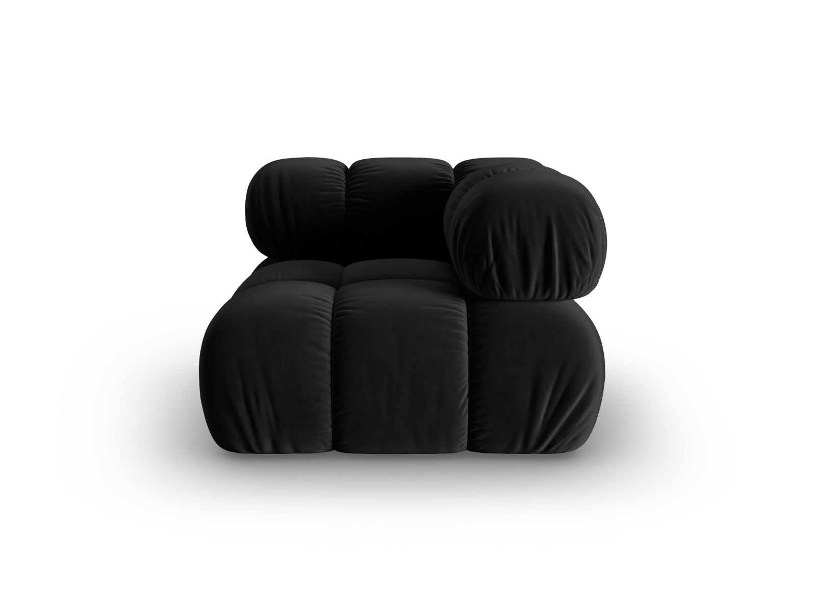 Eleganter Bellis Velour Modul Corner 1 Sitzer in stilvollem Schwarz, ideal für moderne Wohnräume und vielseitige Sofa-Arrangements.