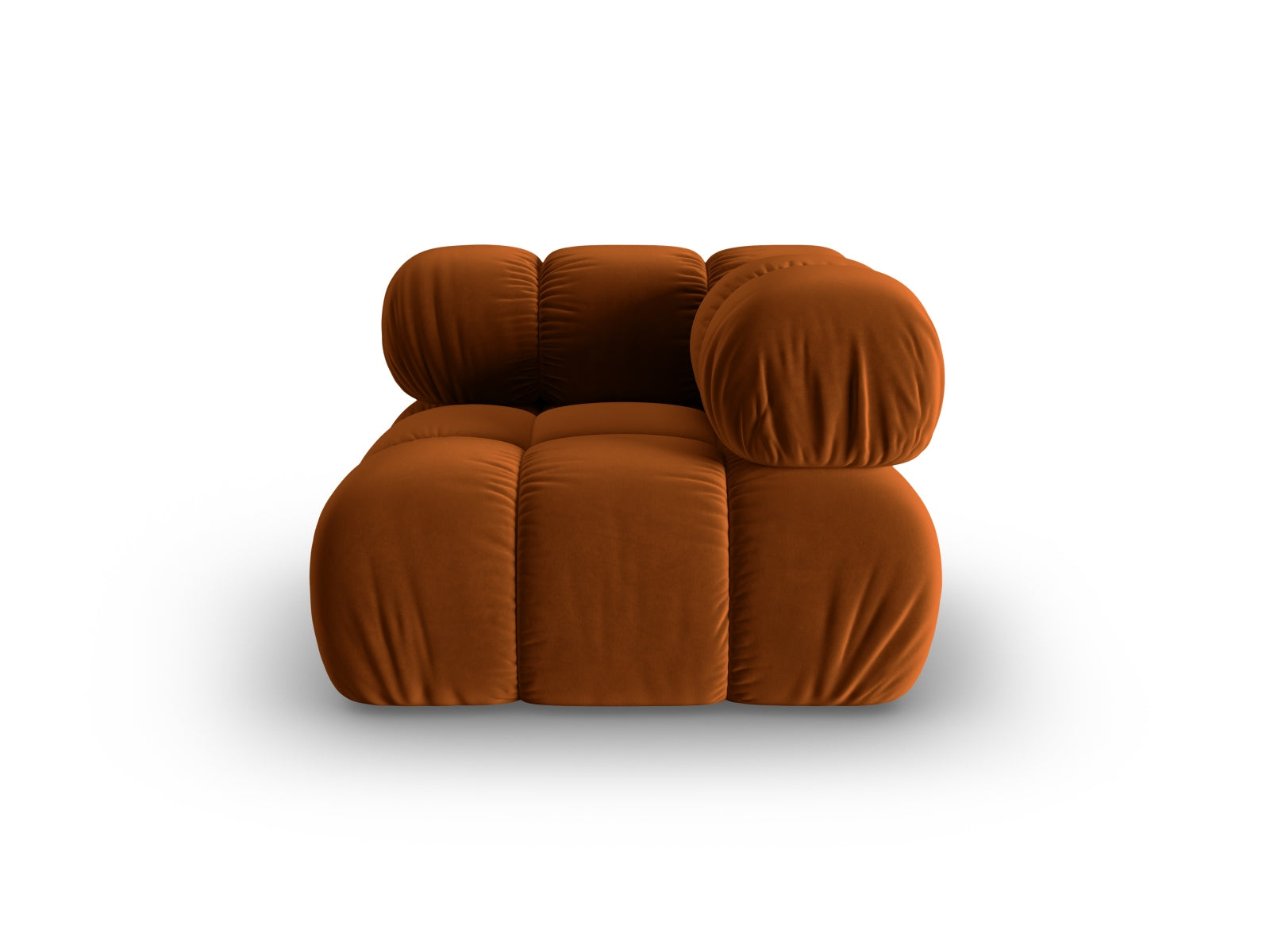 Eleganter Bellis Velour Modul Corner 1 Sitzer in warmem Terracotta, ideal für stilvolle Wohnräume und vielseitige Sofa-Arrangements.