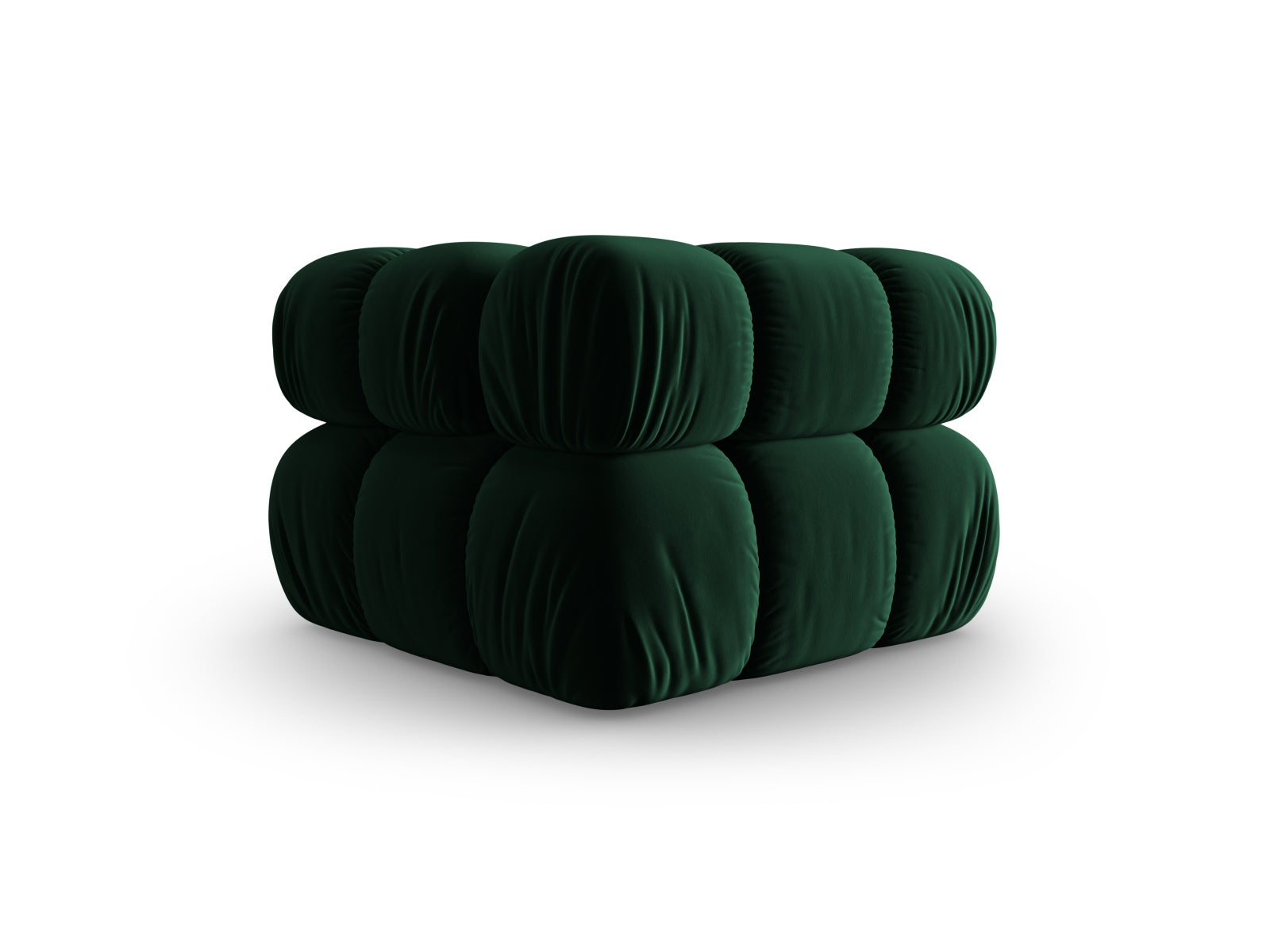 Eleganter Bellis Velour Modul Corner 1 Sitzer in edlem Flaschengrün, ideal für kreative Raumgestaltungen und gemütliche Entspannungsecken.