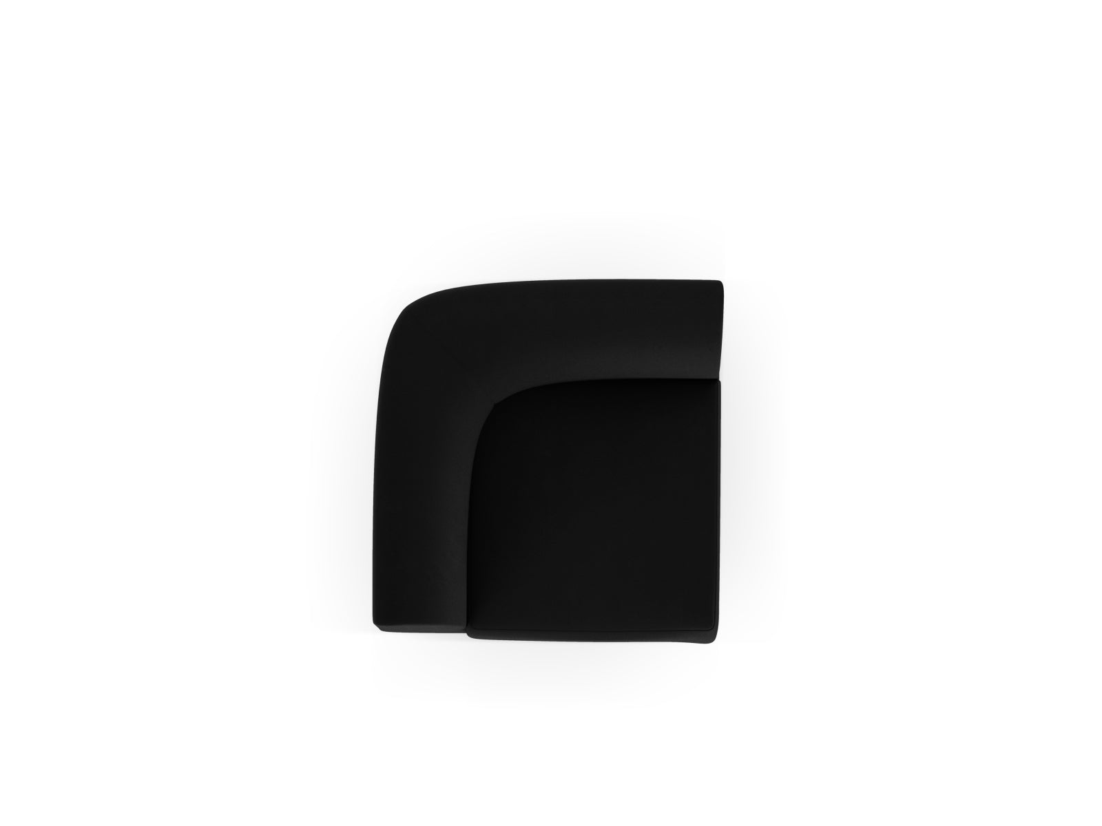 Eleganter Miley Velour Modul Corner 1 Sitzer in luxuriösem Schwarz-Bluvel, ideal für moderne Wohnräume und entspannende Momente.
