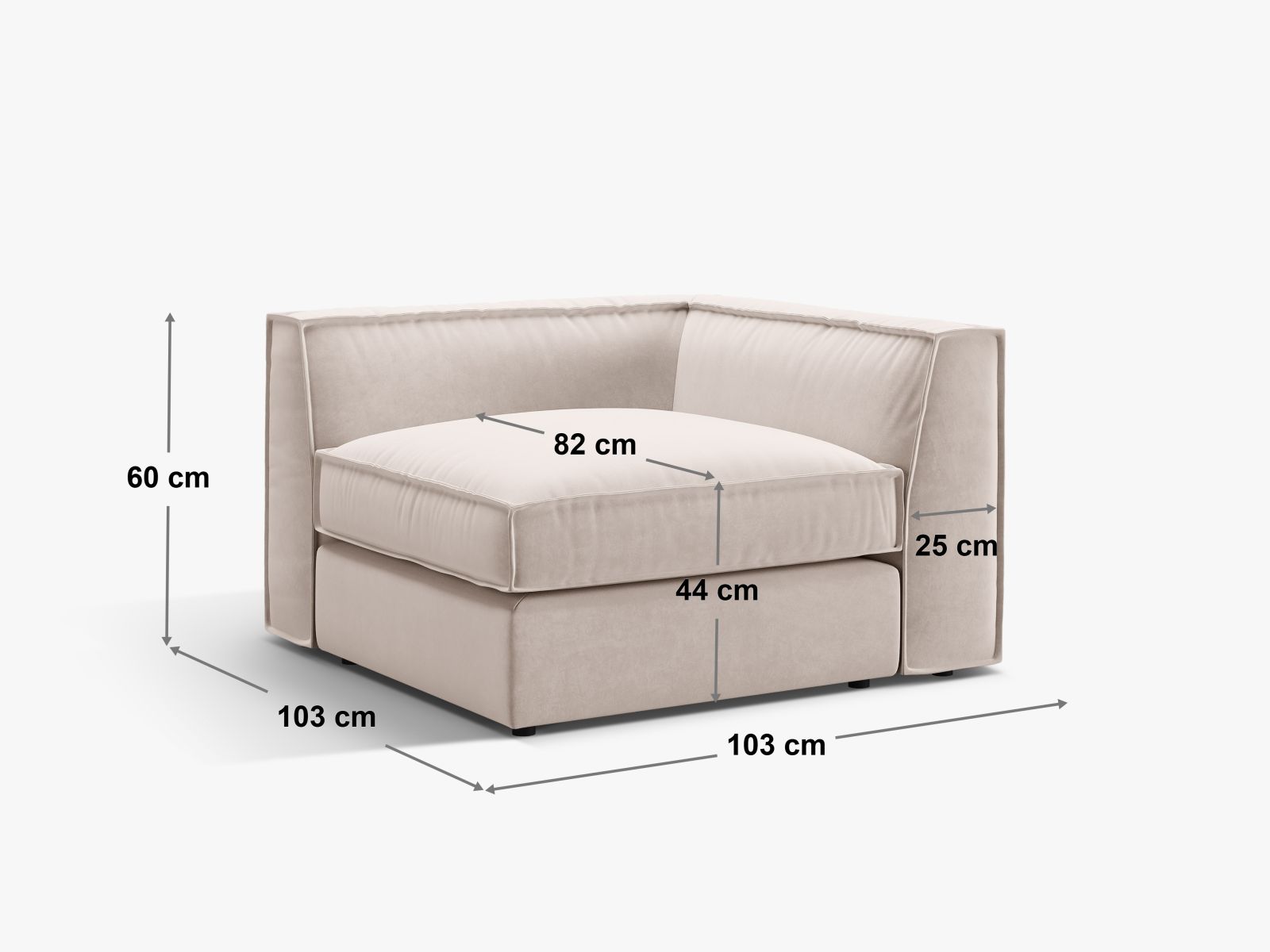 Beige 1-Sitzer Eckmodul Pola von Micadoni, ideal für kreative Sofa-Arrangements mit elegantem, zeitgemäßem Stil.