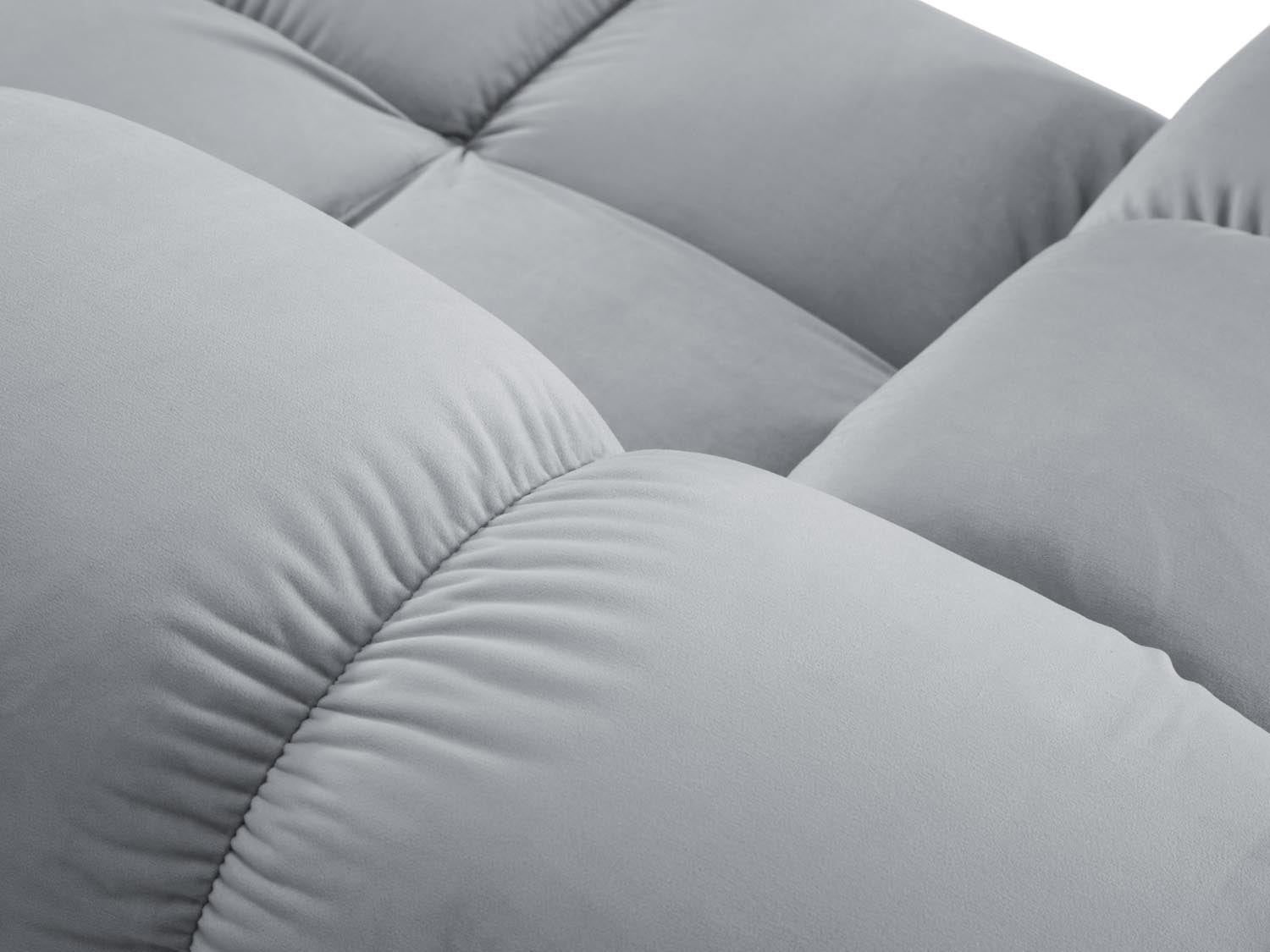Elegantes Bellis Velour Modul links 1 Sitzer in sanftem Hellblau, ideal für kreative Wohnräume und stilvolle Einrichtungsideen.