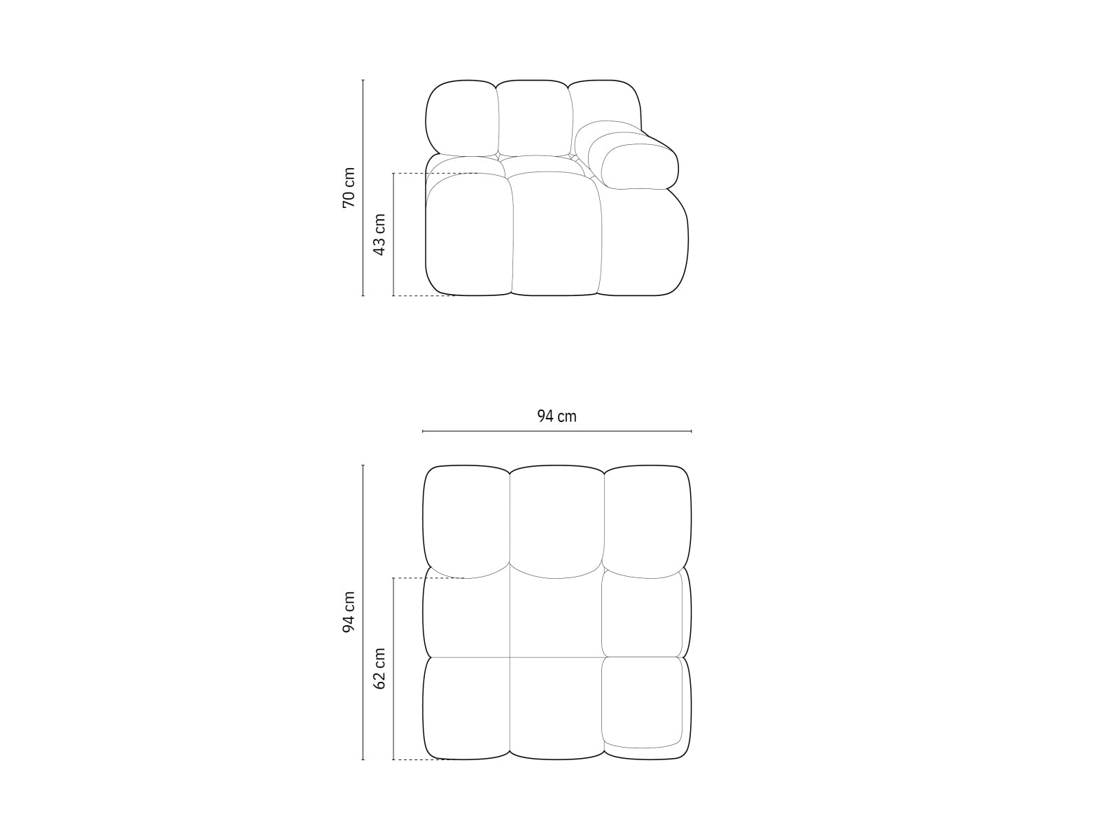 Elegantes Bellis 1-Sitzer Modul in Brick-Sonic, ideal für kreative Raumlösungen und stilvolle Einrichtungsideen.