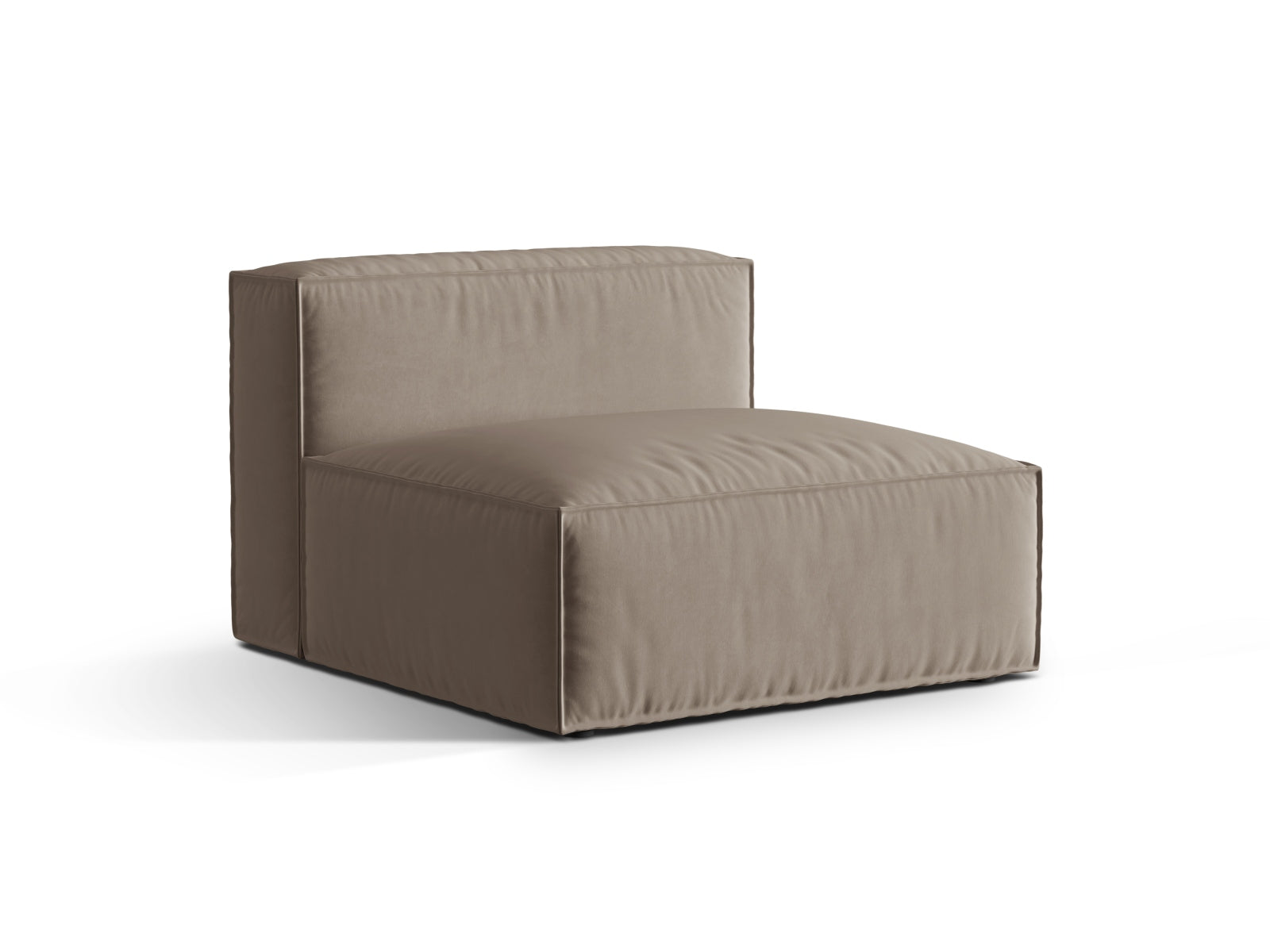 Eleganter Nuria Velour Modul Armless 1 Sitzer in warmem Grau, ideal für stilvolle Wohnräume und flexible Sitzlösungen.
