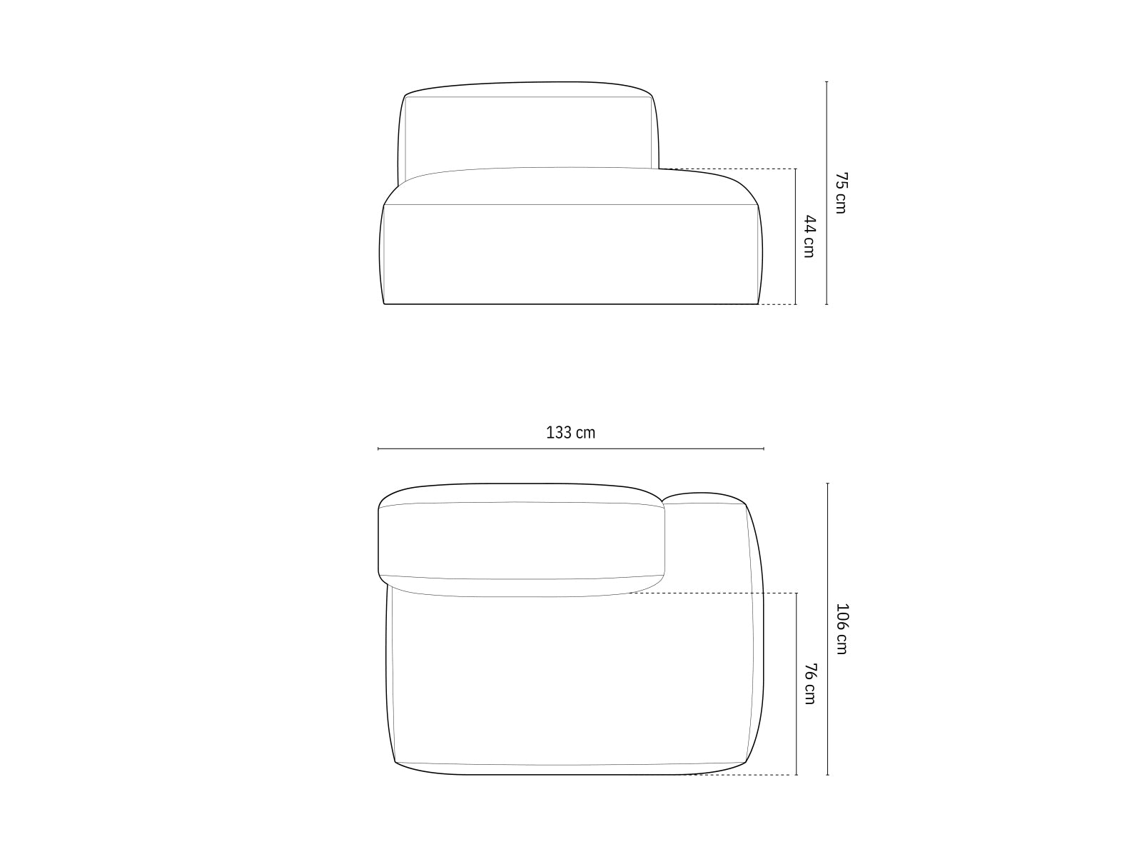 Elegantes 2-Sitzer Sofa Martina in Grau, rechtsseitig, ideal für stilvolle Wohnräume. Hochwertige Verarbeitung von Micadoni.