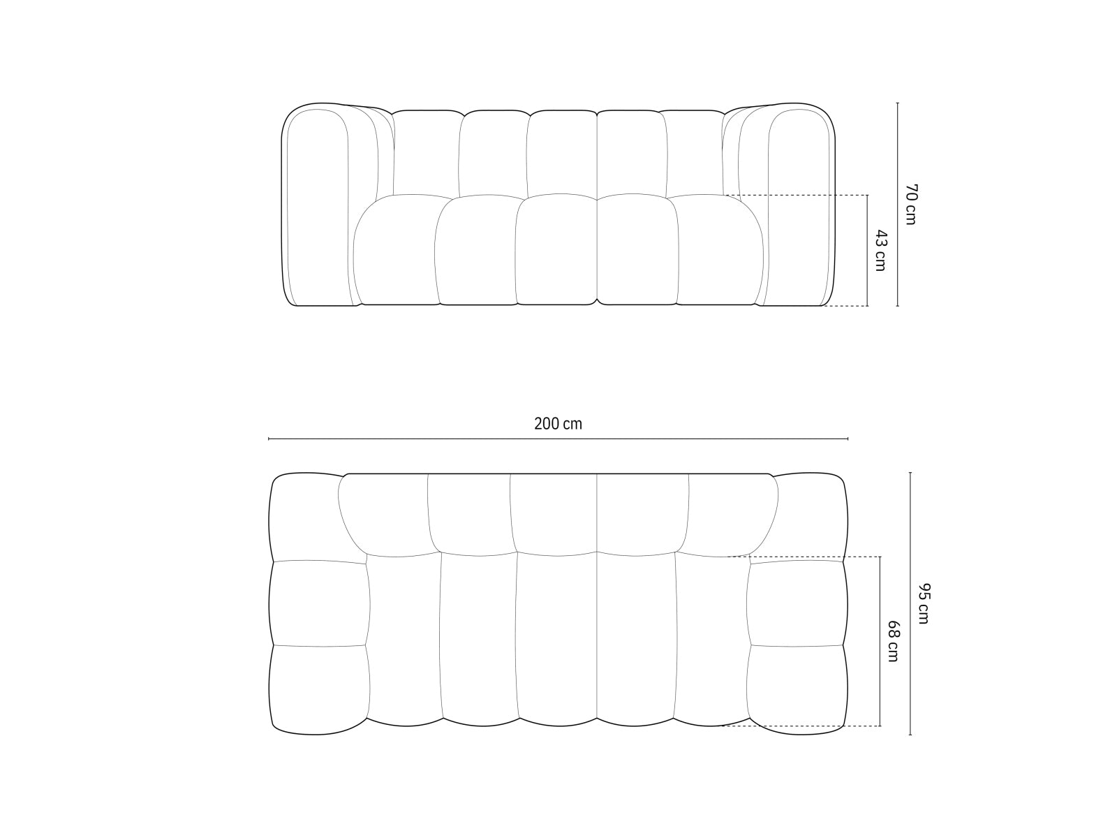 Modernes 2-Sitzer Sofa Lupine in Brick-Eden, perfekt für gemütliche Wohnzimmer, bietet hohen Sitzkomfort und ansprechendes Design von Micadoni.