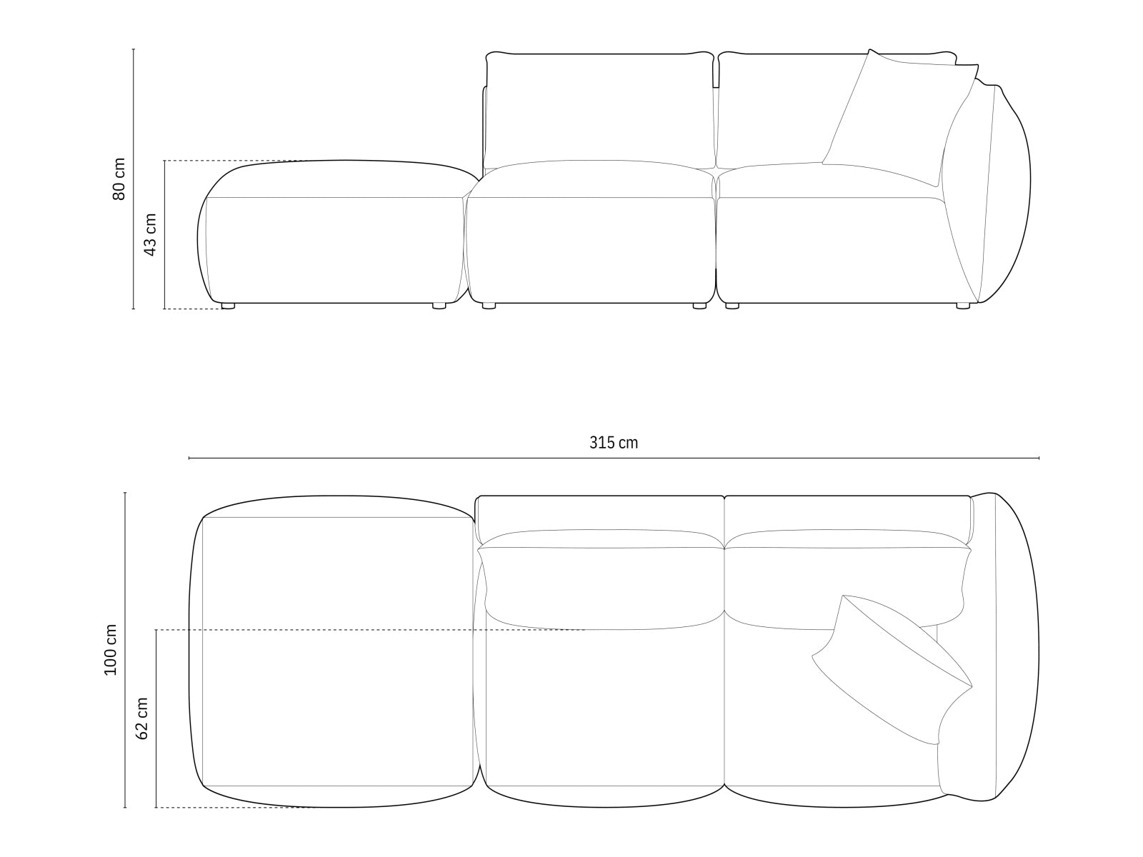 Modulares Chris Velour 3-Sitzer Sofa in zartem Hellgrün, perfekt für moderne Wohnkonzepte und gemütliche Entspannungsecken.
