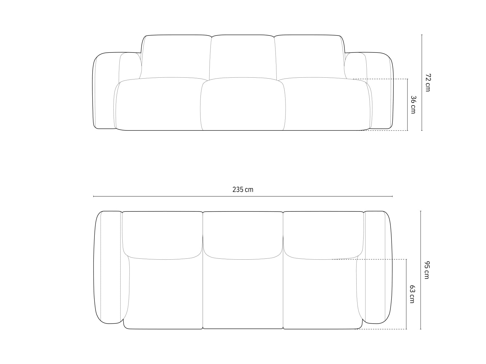 Stilvolles 3-Sitzer Sofa Molino aus luxuriösem Velours in Cuoio-Casino, perfekt für gemütliche Abende und modernes Wohndesign.