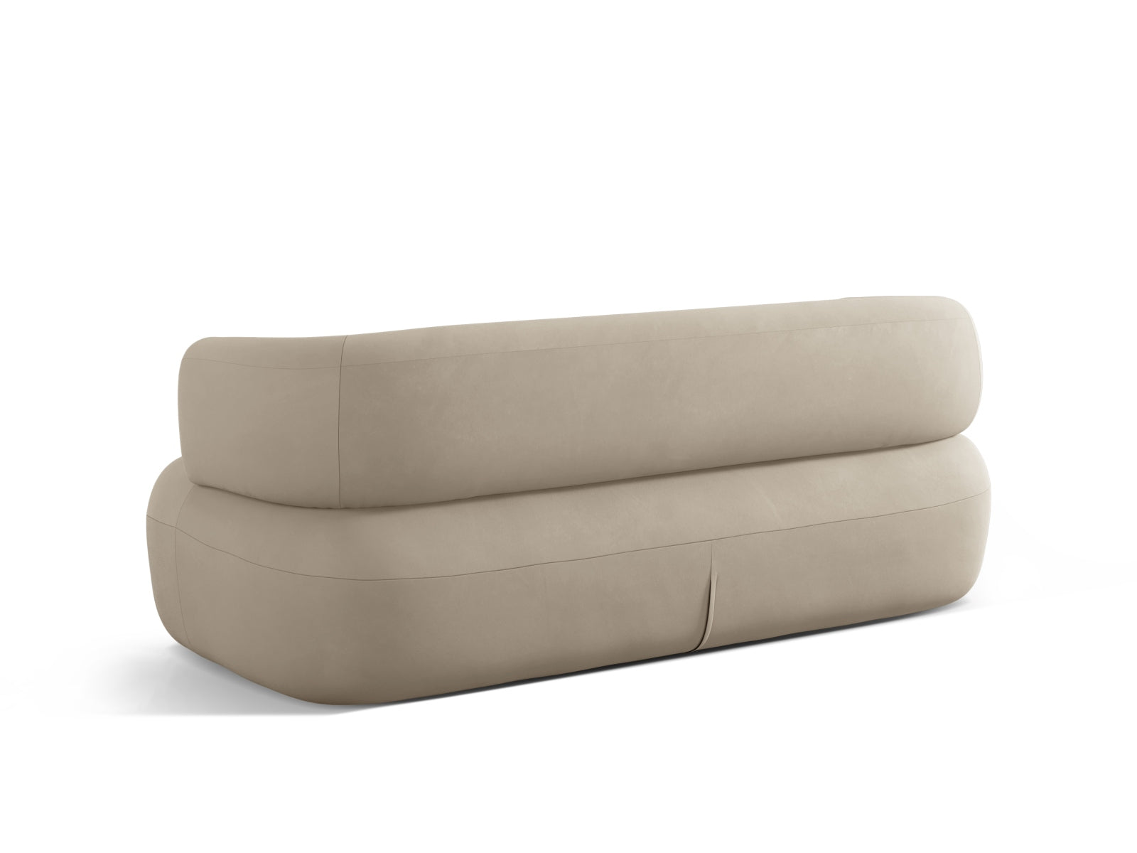 Stilvolles 3-Sitzer Sofa Jenny aus luxuriösem Velours in zartem Beige, perfekt für gemütliche Abende und modernes Wohndesign.
