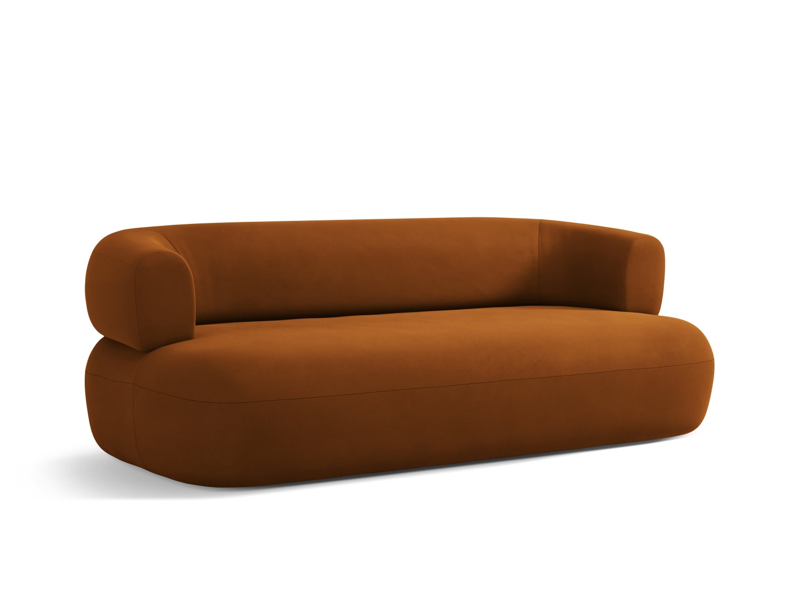 Elegantes 3-Sitzer Sofa Jenny aus weichem Velours in sanftem Rosa, ideal für stilvolle Wohnräume und entspannte Stunden.